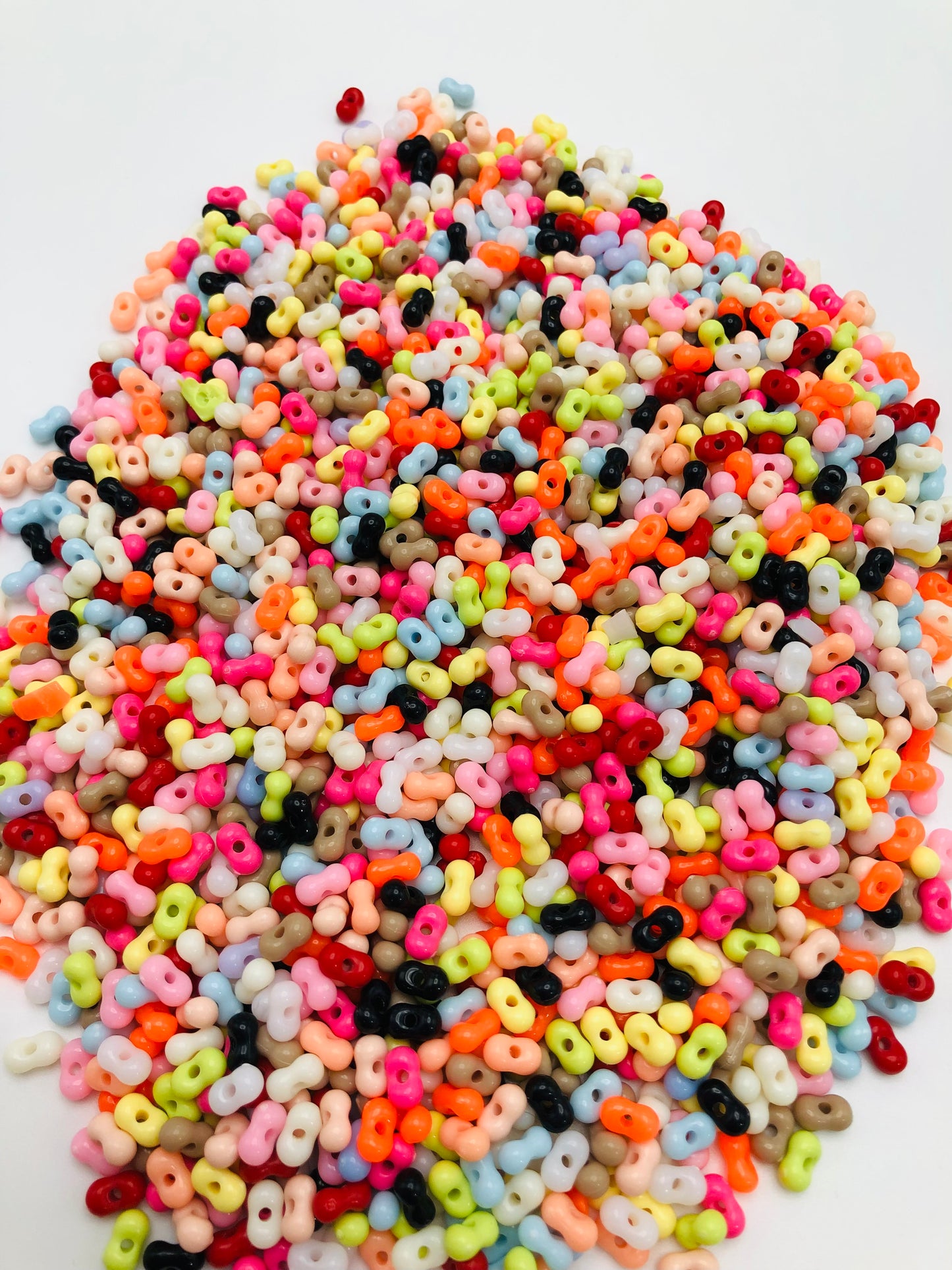 Small Peanut Multicolor acrylic spacer beads,Random Mix,6mm (only fishing line can get through)