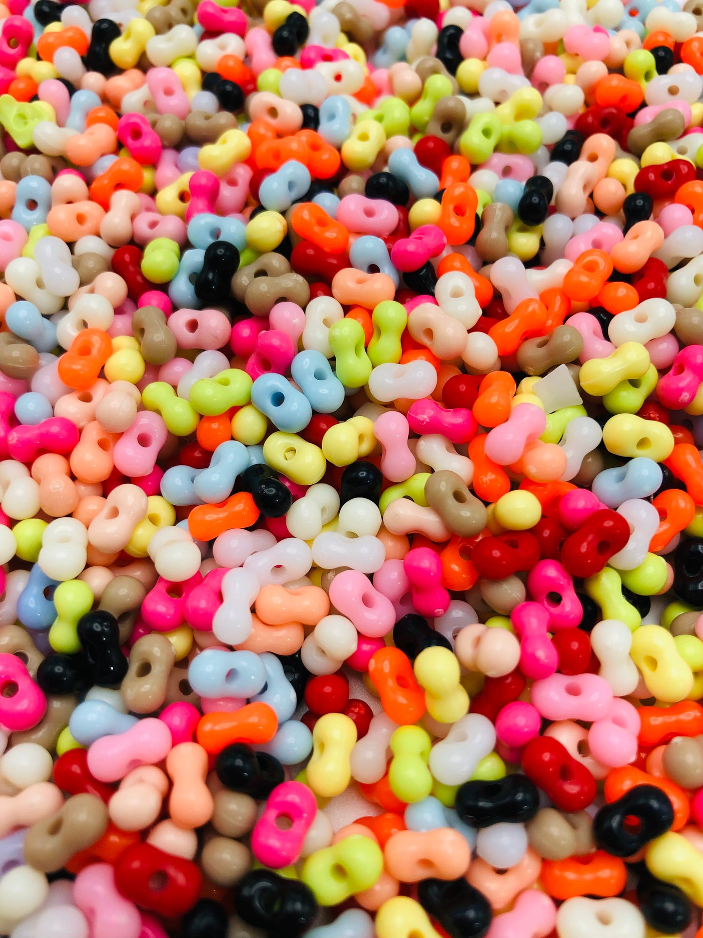 Small Peanut Multicolor acrylic spacer beads,Random Mix,6mm (only fishing line can get through)