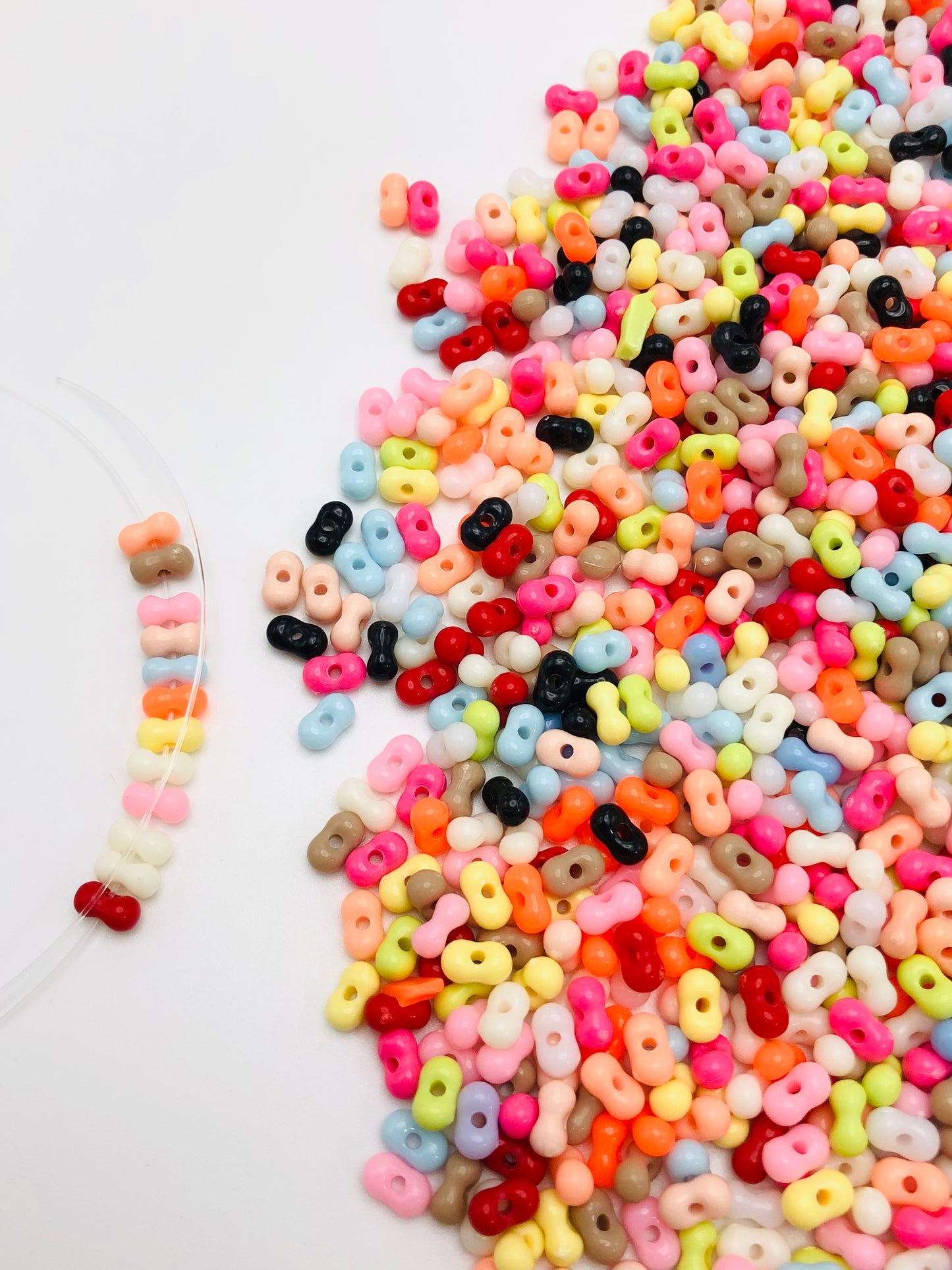Small Peanut Multicolor acrylic spacer beads,Random Mix,6mm (only fishing line can get through)