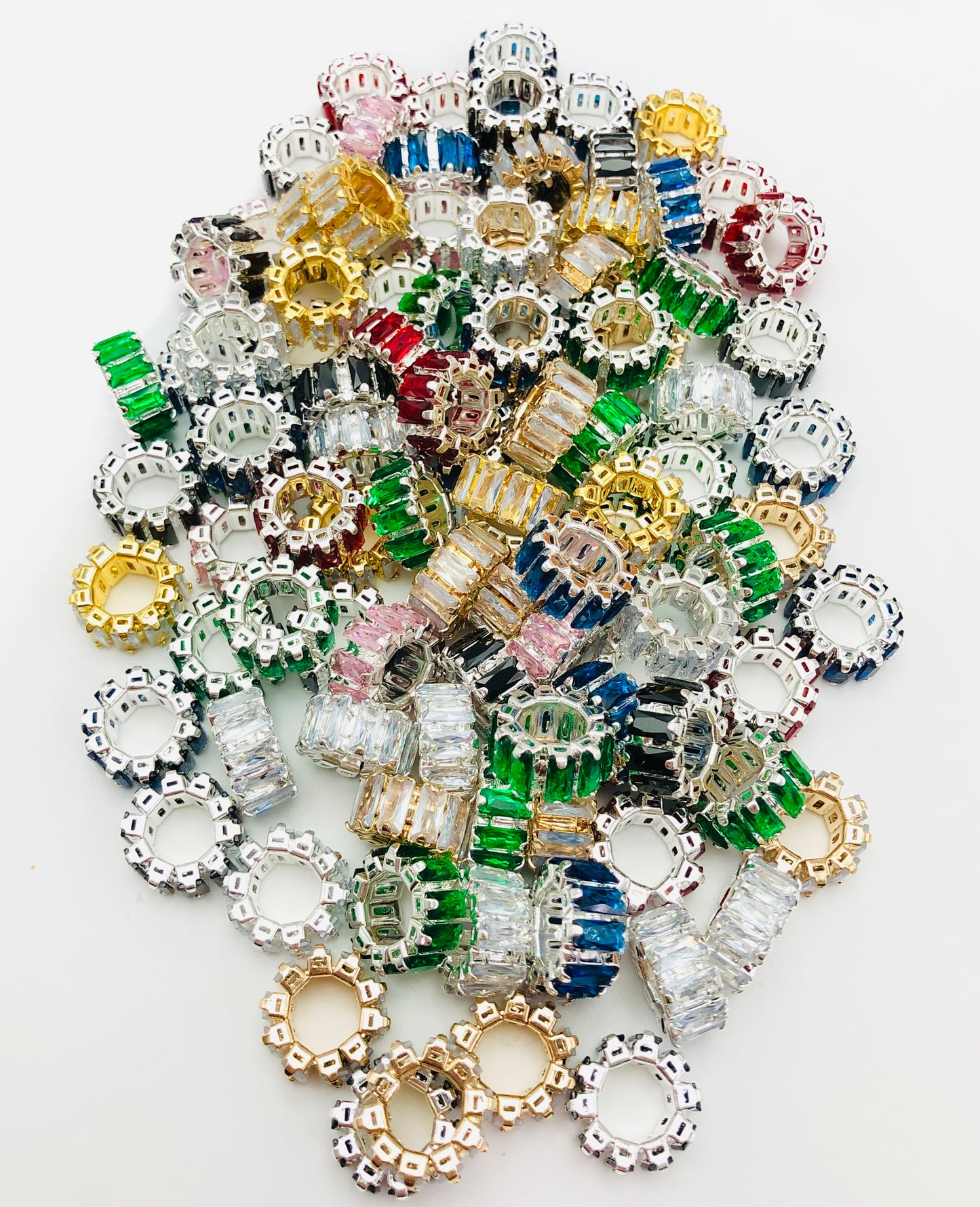 Spacer Multicolored stone Chain Metal gasket Random Mix 14mm