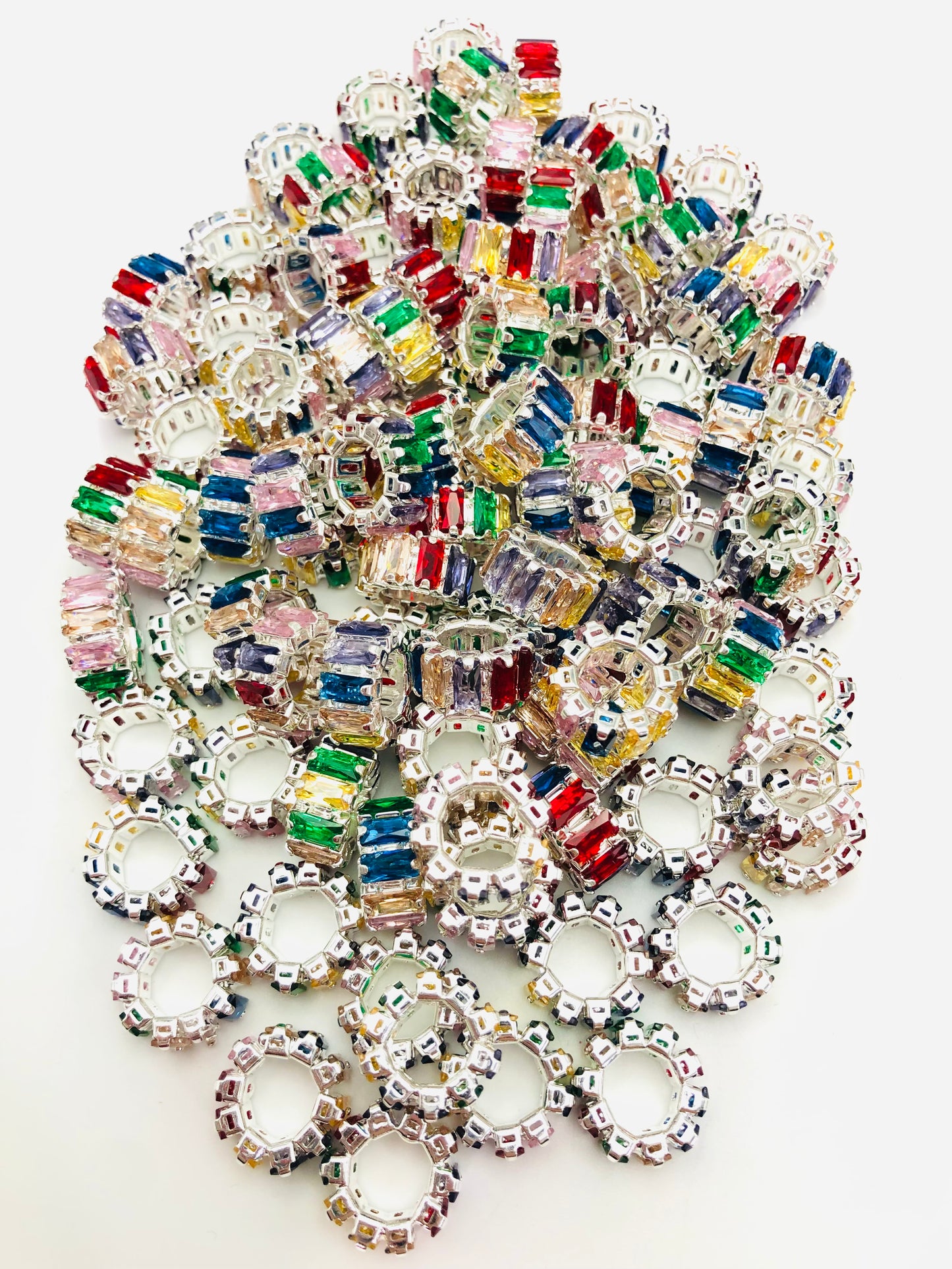 Spacer Multicolored stone Chain Metal gasket Random Mix 14mm