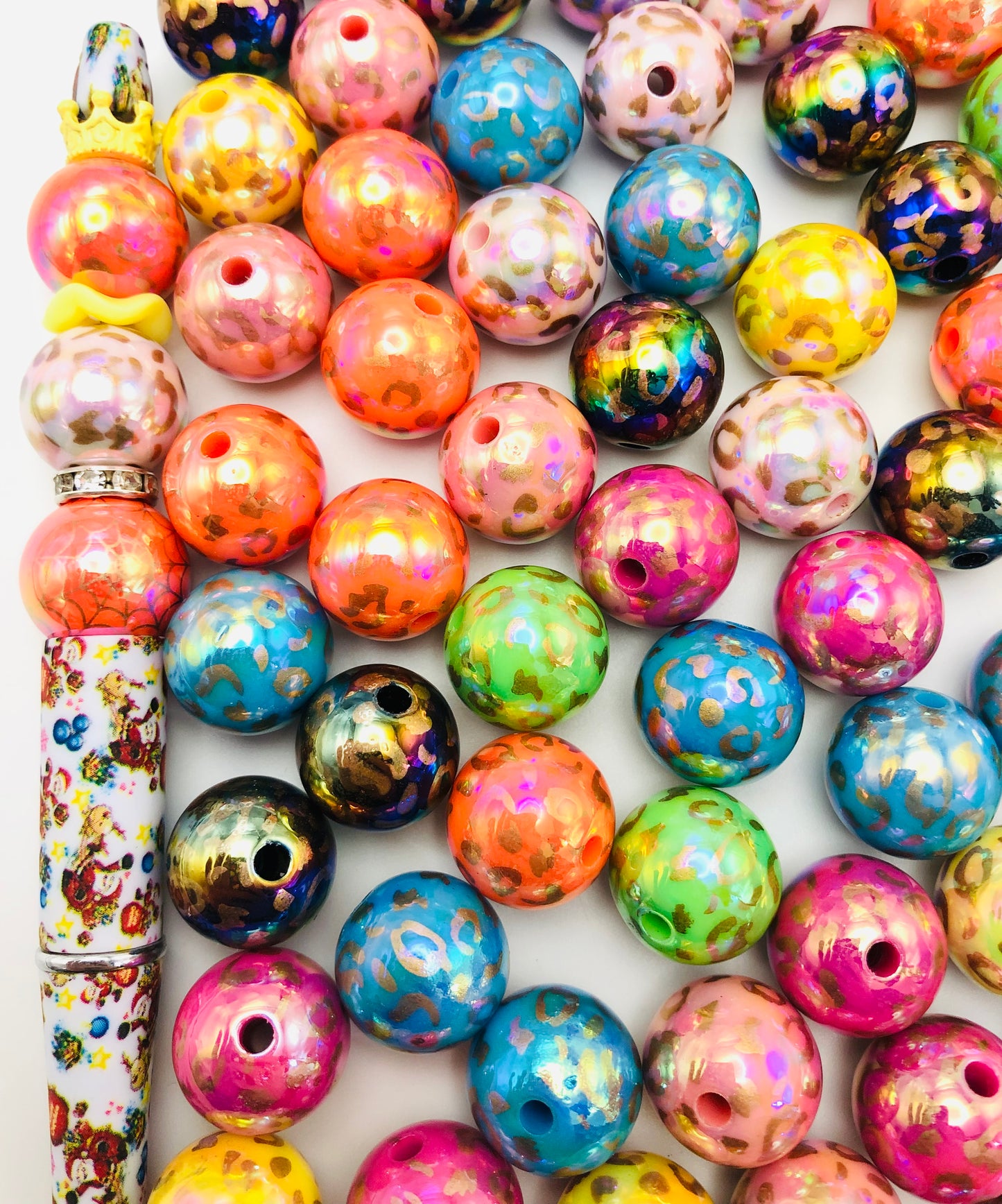 acrylic Leopard print Leopard bead Colorful acrylic beads Random Mix 16mm