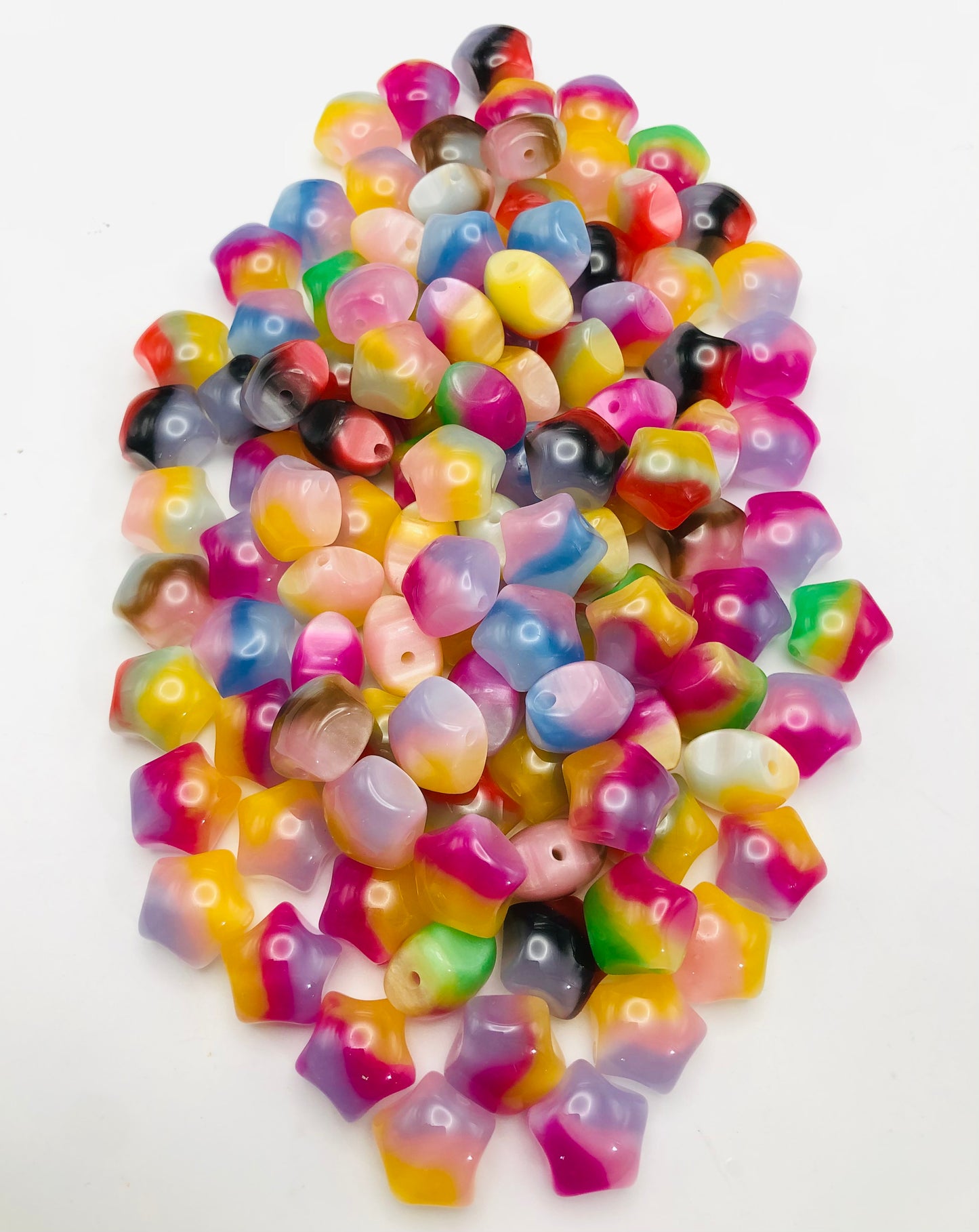 Star ombre glitter multicolored Star bead Random Mix 17mm