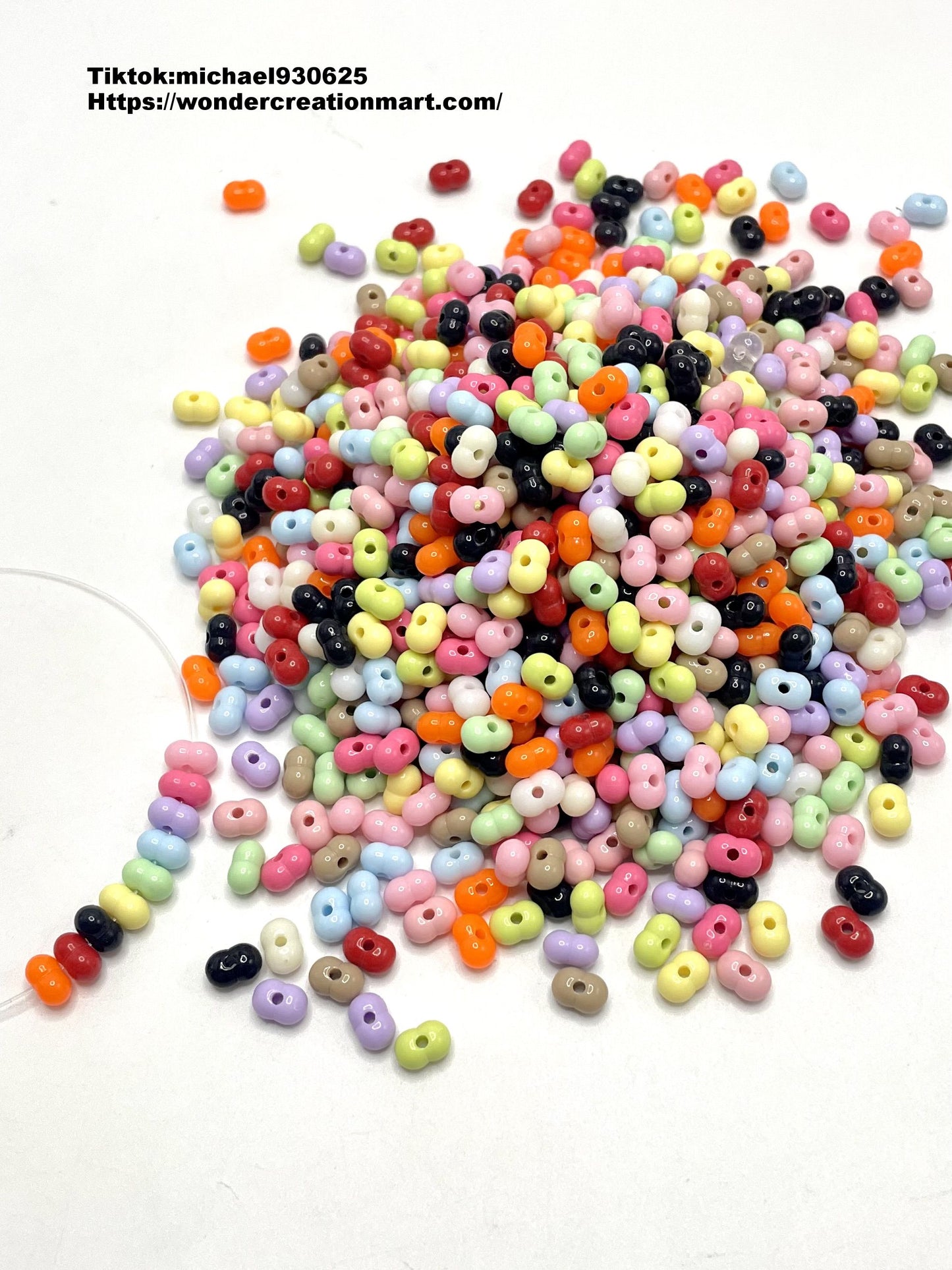 Medium Peanat Multicolor acrylic spacer beads,Random Mix,8mm (only fishing line can get through)