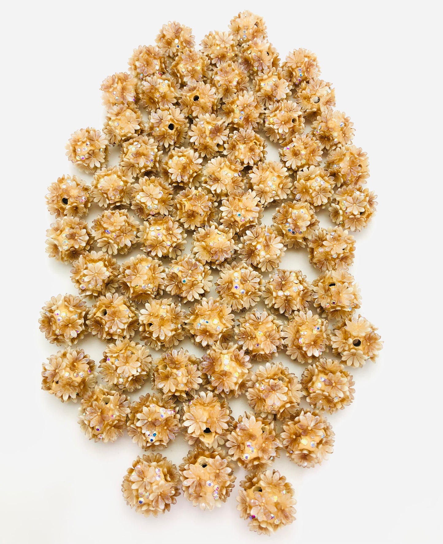 Fancy Crystal Daisy Rose Flower Rhinestones Clay Beads,Random Mix 19mm
