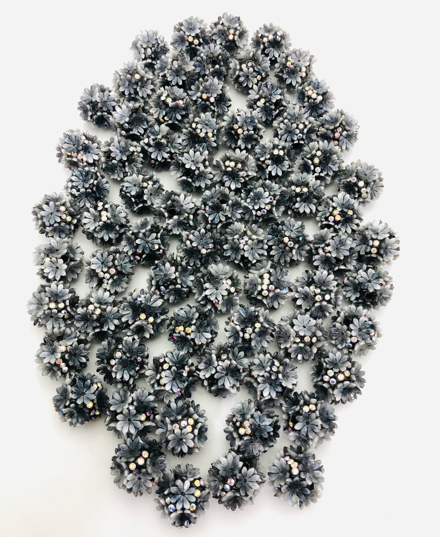Fancy Crystal Daisy Rose Flower Rhinestones Clay Beads,Random Mix 19mm