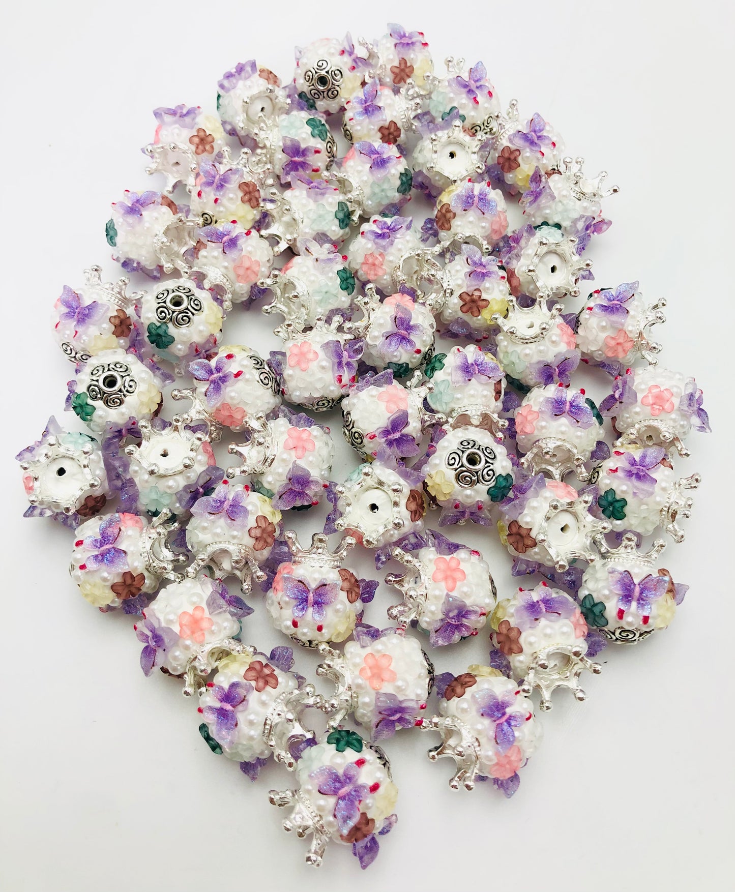 Fancy Flower Butterfly crown bubble Pearl Random Mix 20mm