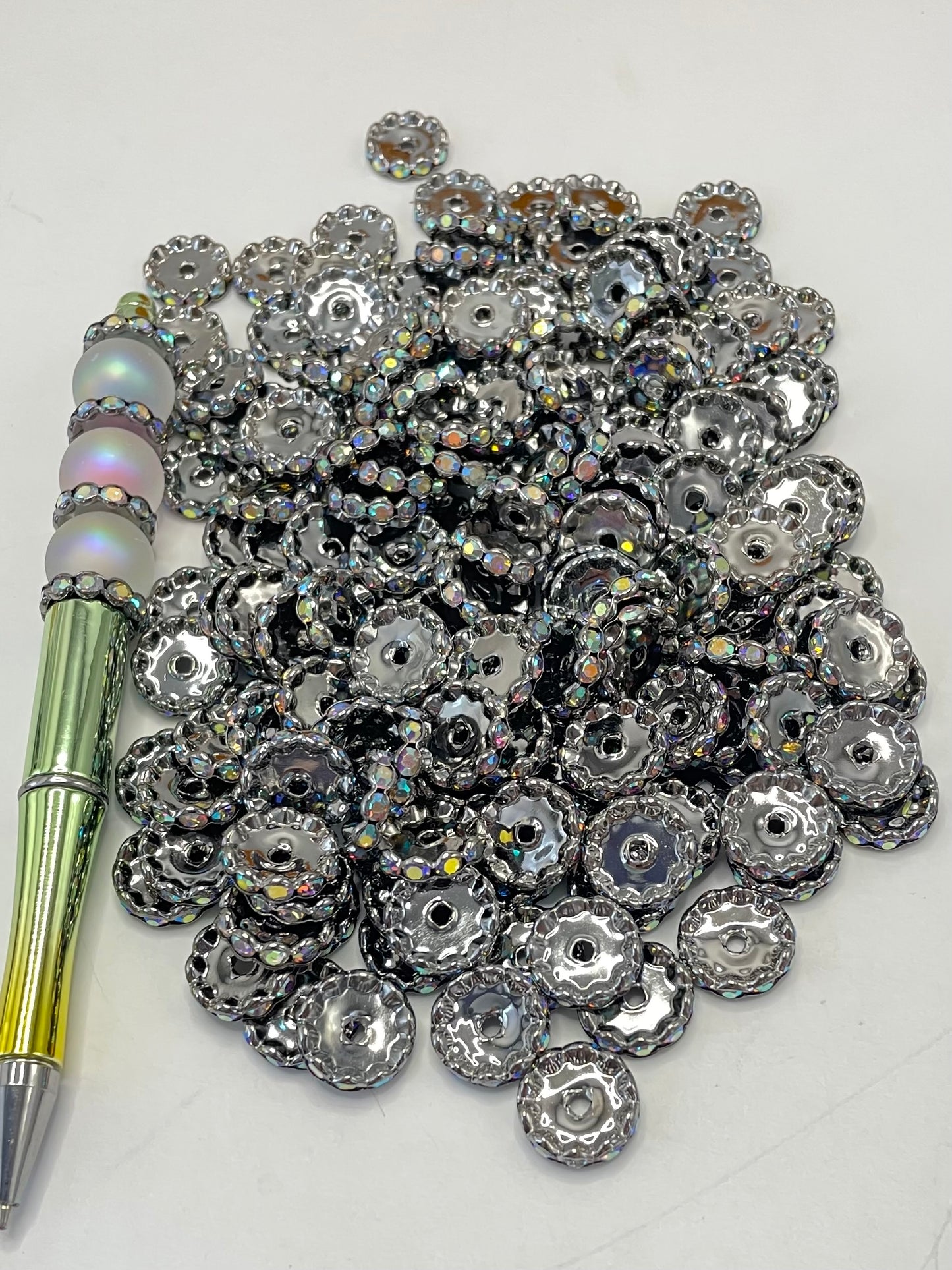 Wavy spacer 15mm Spacers With Rhinestone,Random Mix,15mm