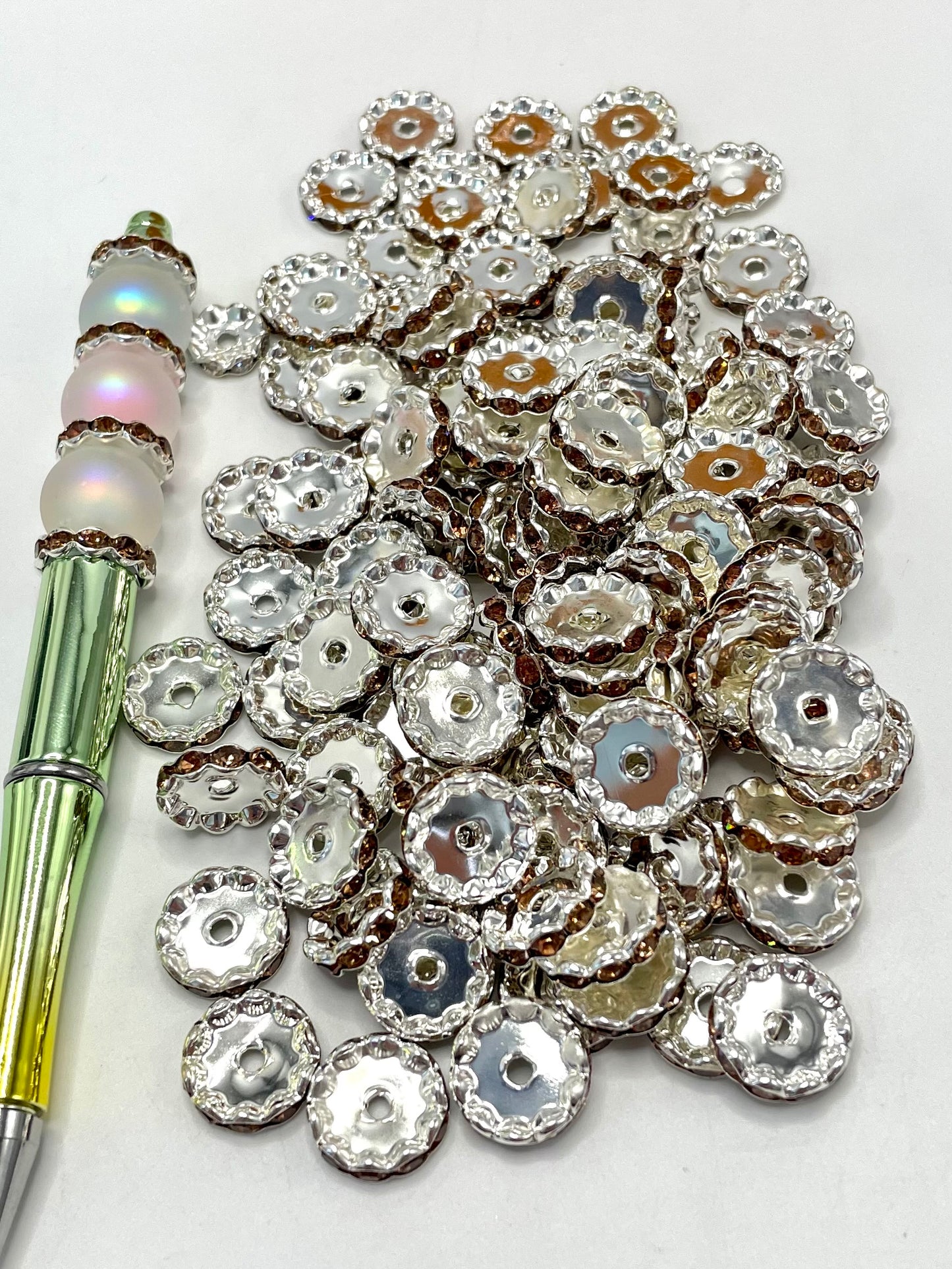 Wavy spacer 15mm Spacers With Rhinestone,Random Mix,15mm