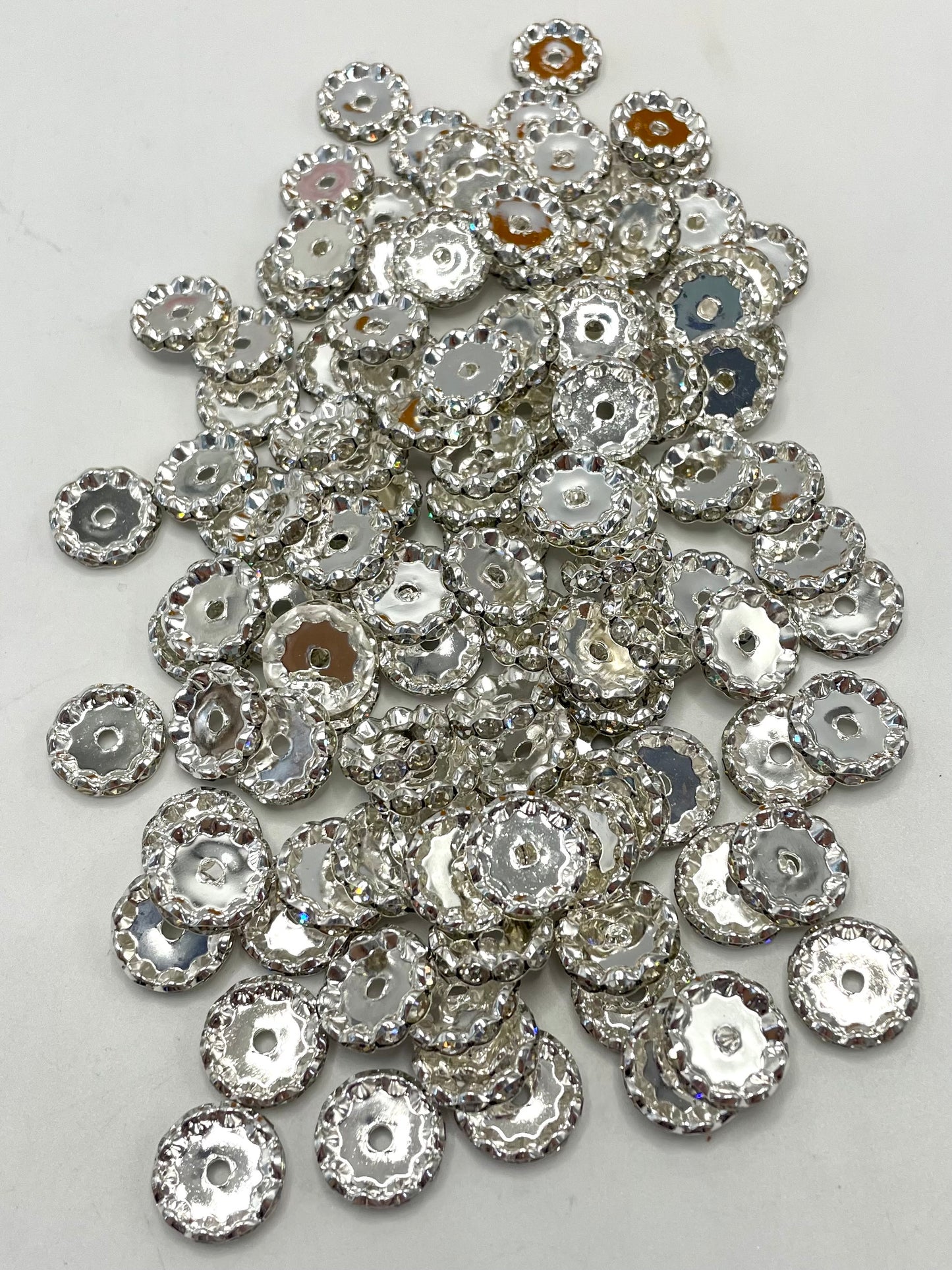 Wavy spacer 15mm Spacers With Rhinestone,Random Mix,15mm