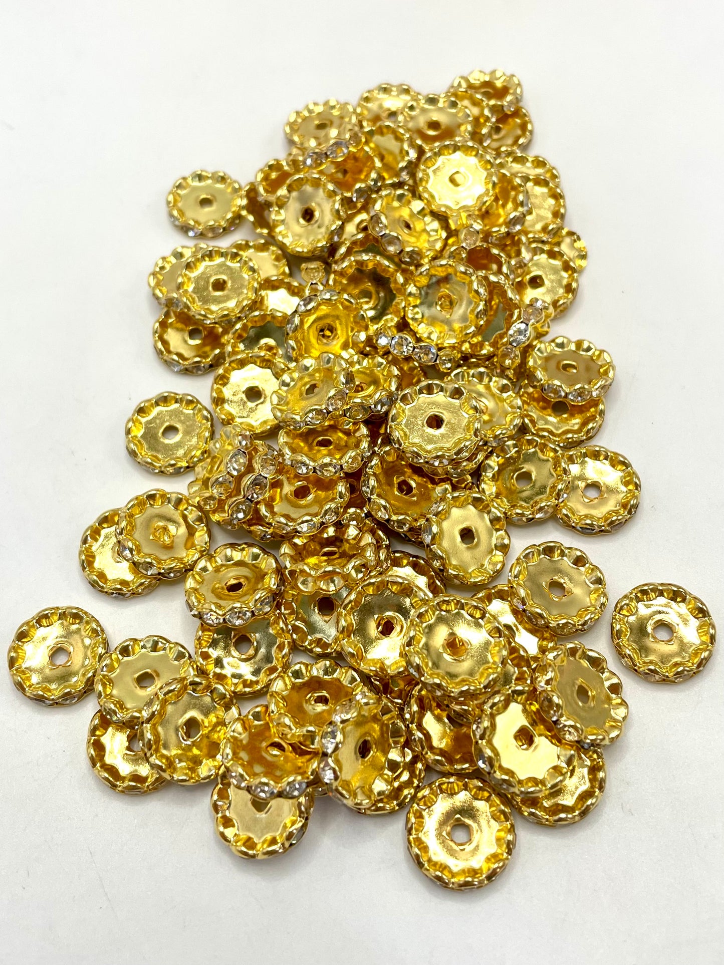 Wavy spacer 15mm Spacers With Rhinestone,Random Mix,15mm