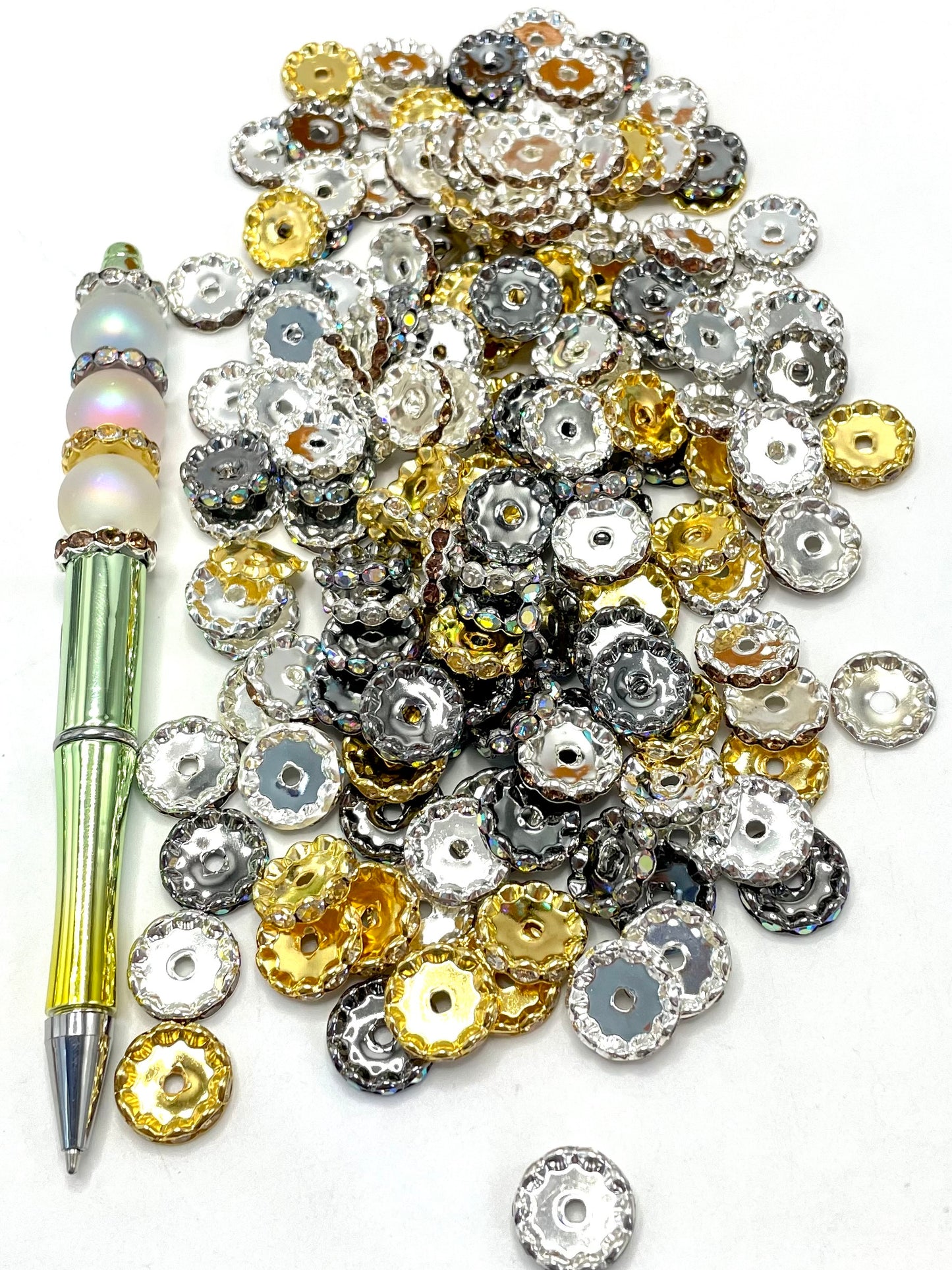 Wavy spacer 15mm Spacers With Rhinestone,Random Mix,15mm