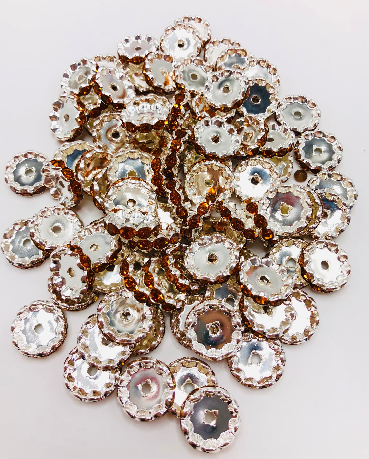Wavy spacer 15mm Spacers With Rhinestone,Random Mix,15mm