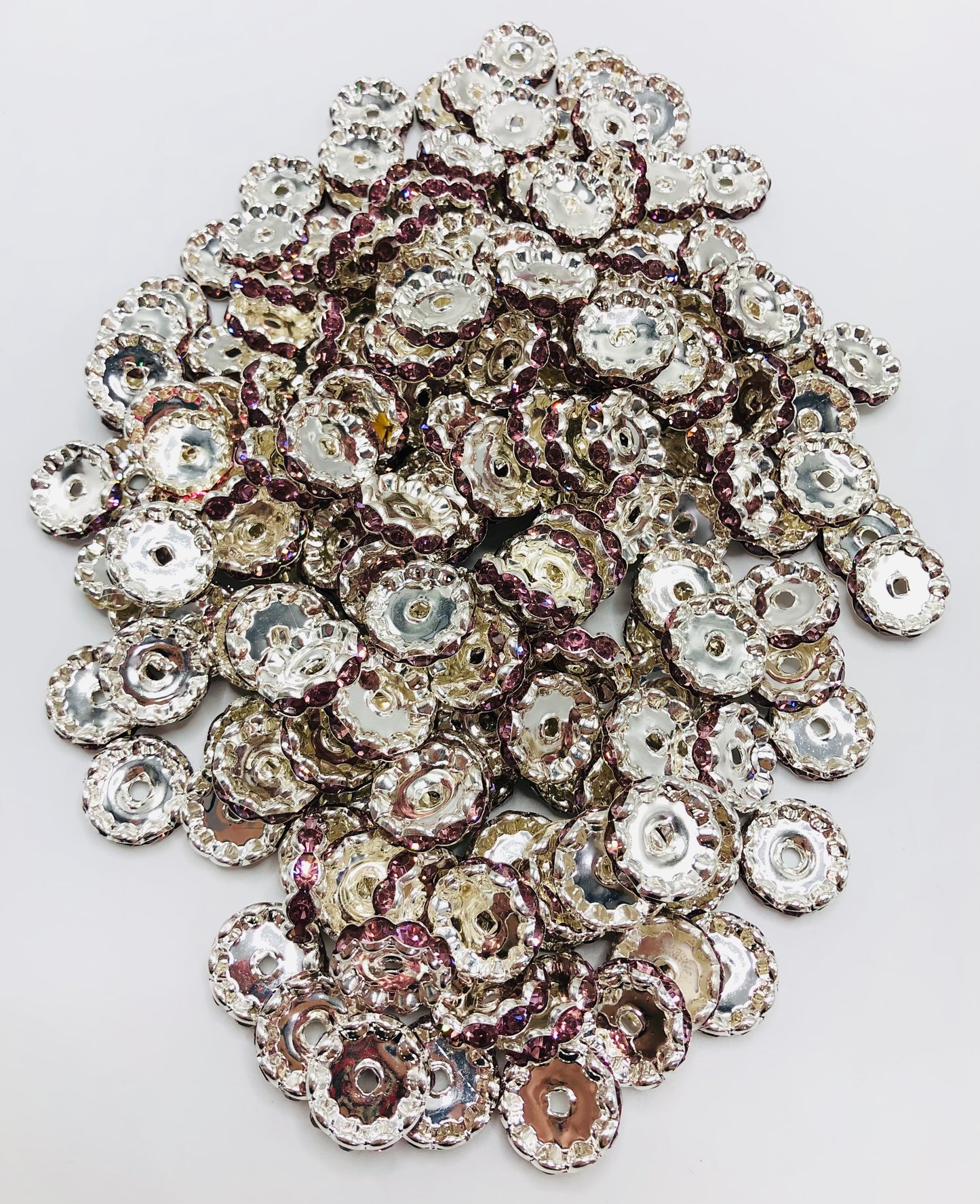 Wavy spacer 15mm Spacers With Rhinestone,Random Mix,15mm