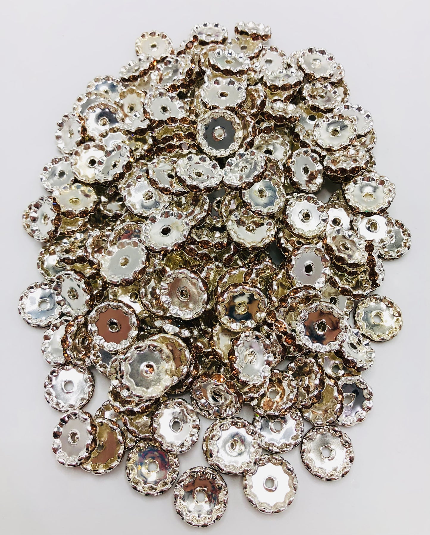 Wavy spacer 15mm Spacers With Rhinestone,Random Mix,15mm