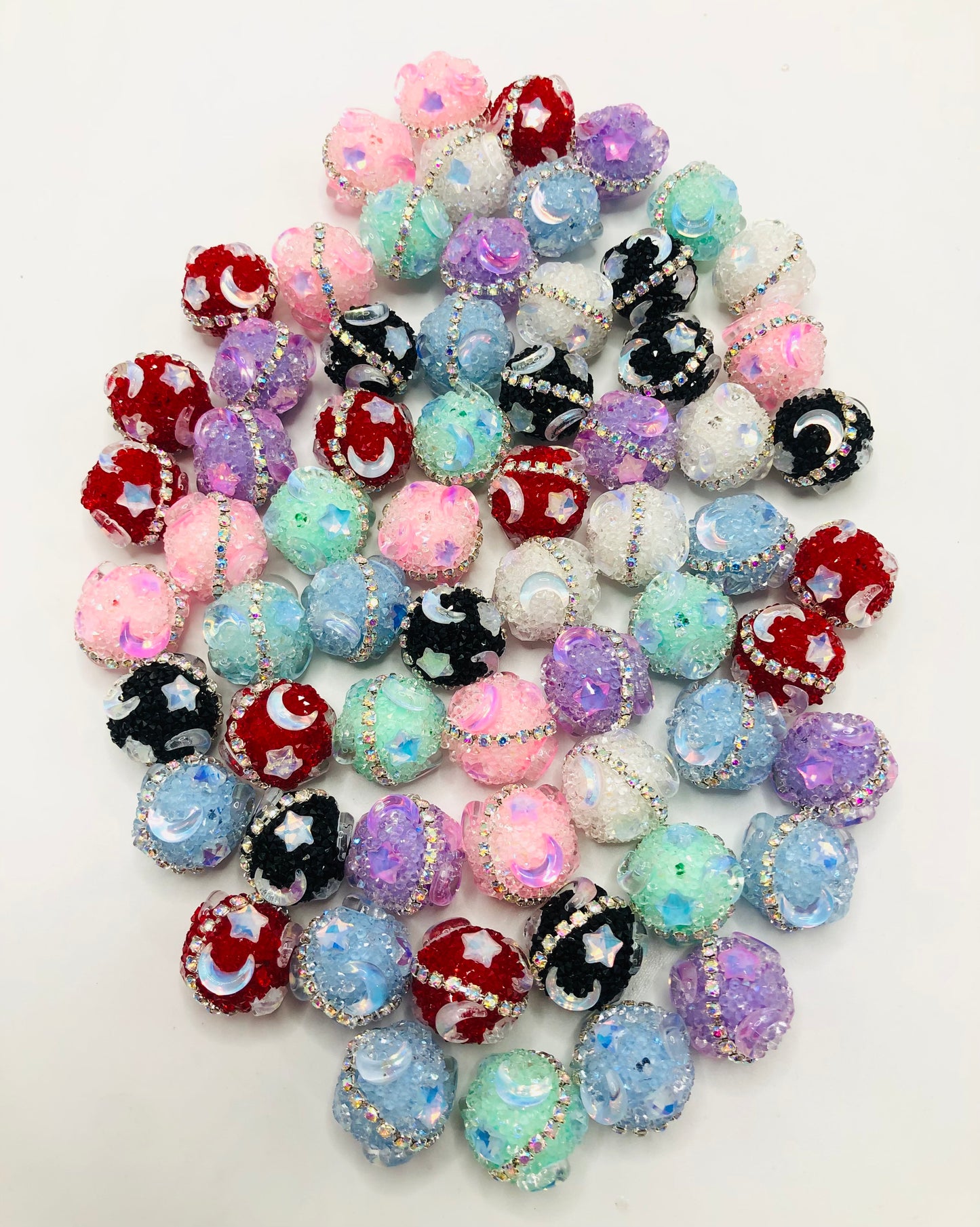 Sugar beads Moon and stars Chain Acrylic bead Random Mix 17mm Fancy-319
