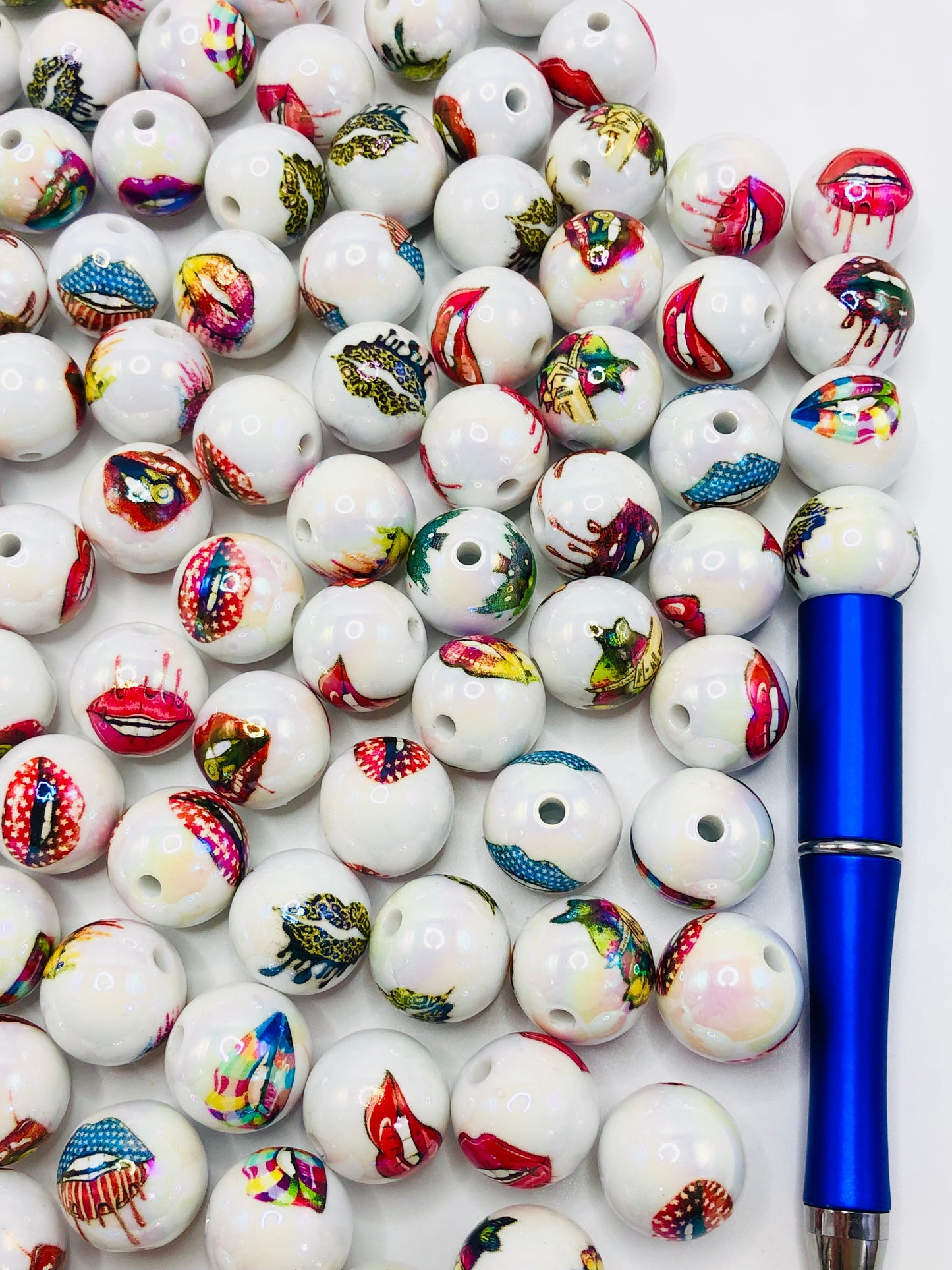 acrylic Lip print lip Lipstick mark Sex Bead 16mm Random Mix