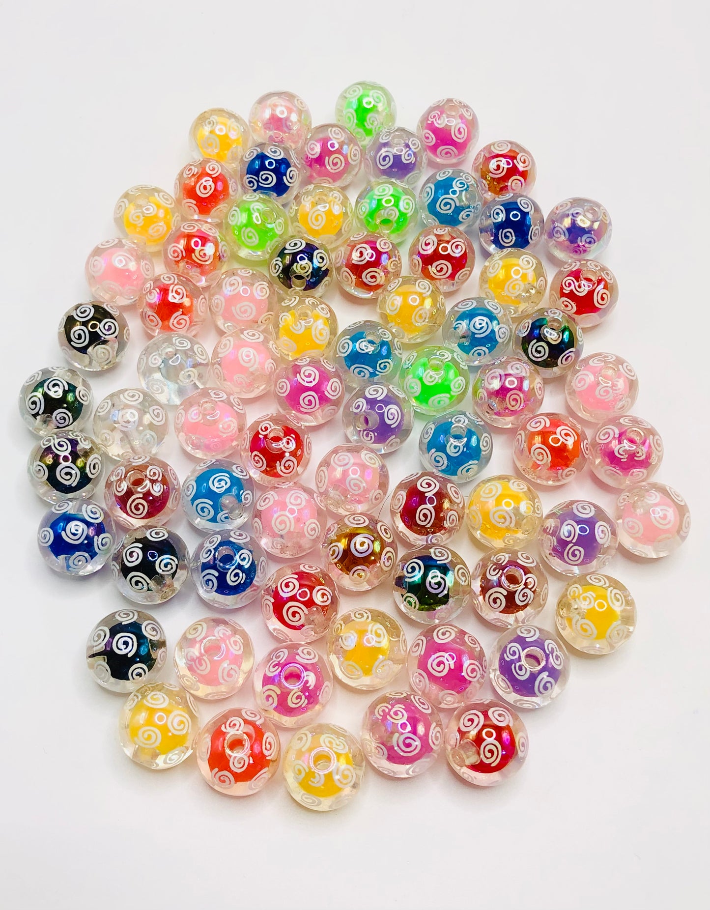 acrylic two-tone filled Christmas Snowflake and spiral Bead 16mm Random Mix