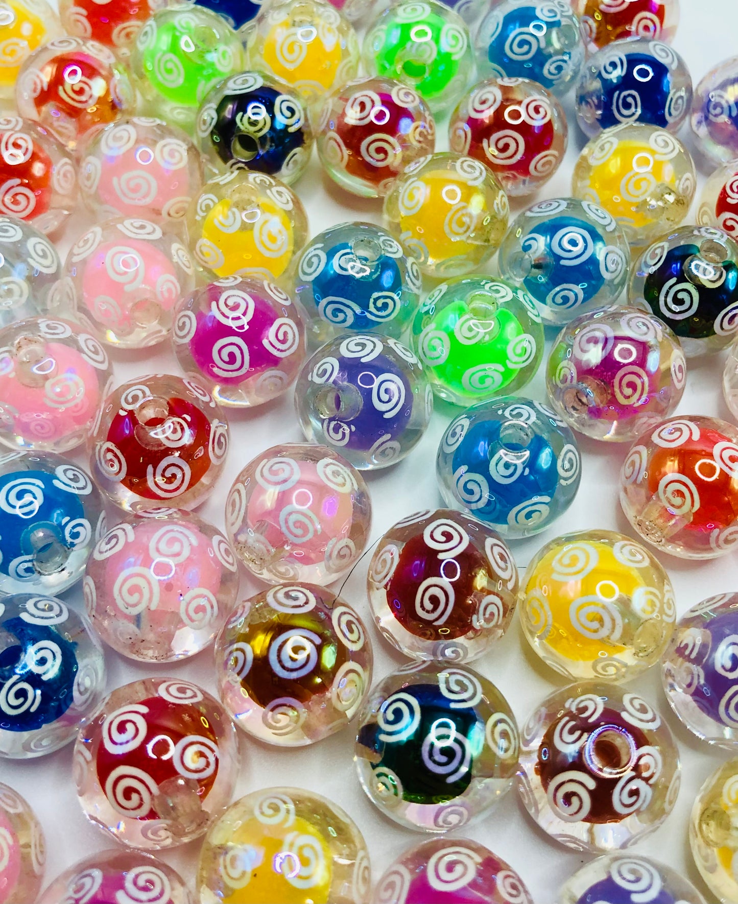 acrylic two-tone filled Christmas Snowflake and spiral Bead 16mm Random Mix