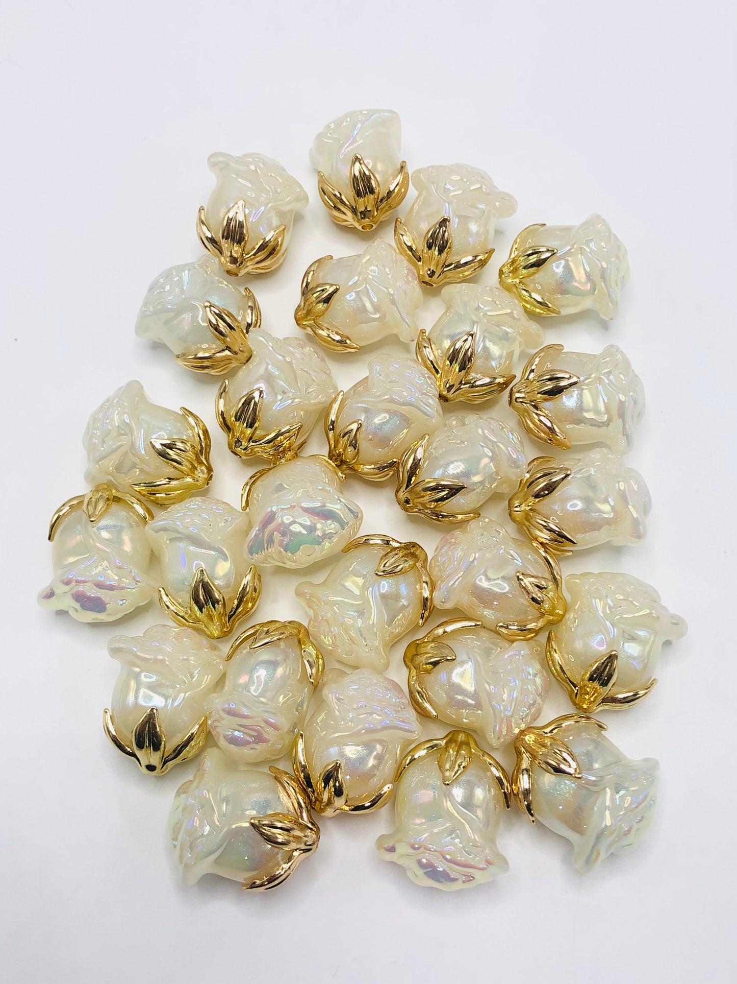 Fancy rose Flower holder of metal spacer glitter Flower Random Mix 20mm