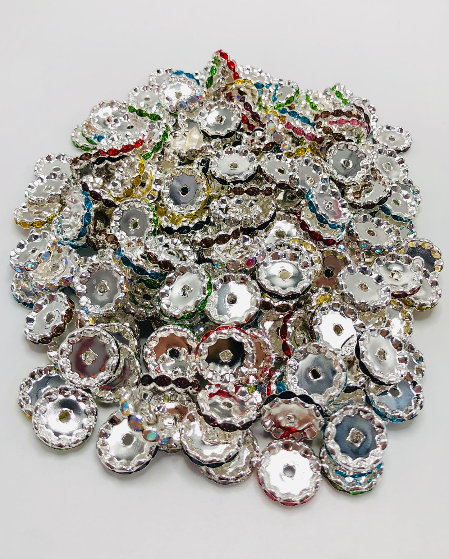 Wavy spacer 15mm Spacers With Rhinestone,Random Mix,15mm