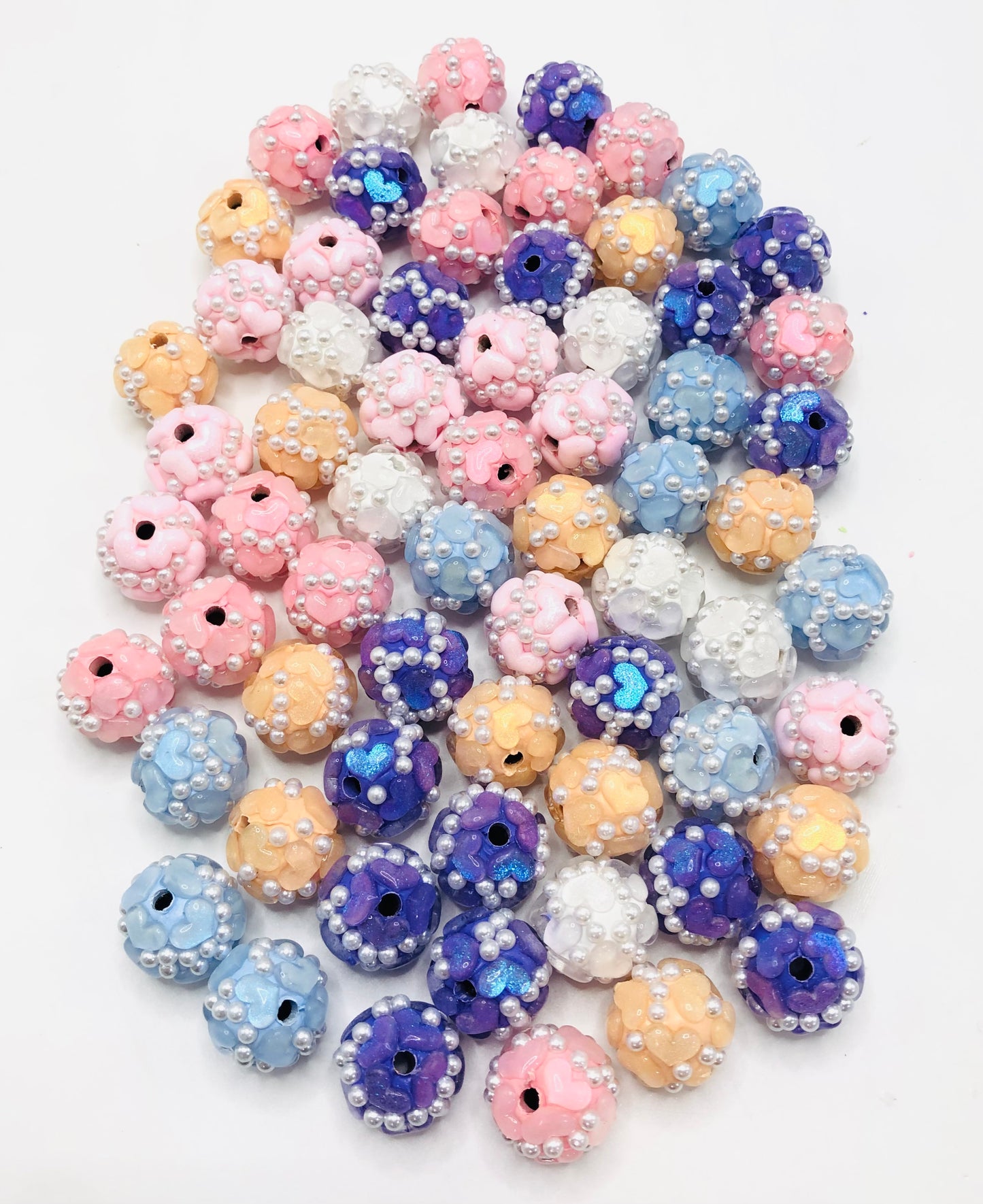 Heart bead love Valentine's Day collection Love bead Acrylic and clay love beads 17mm Random Mix