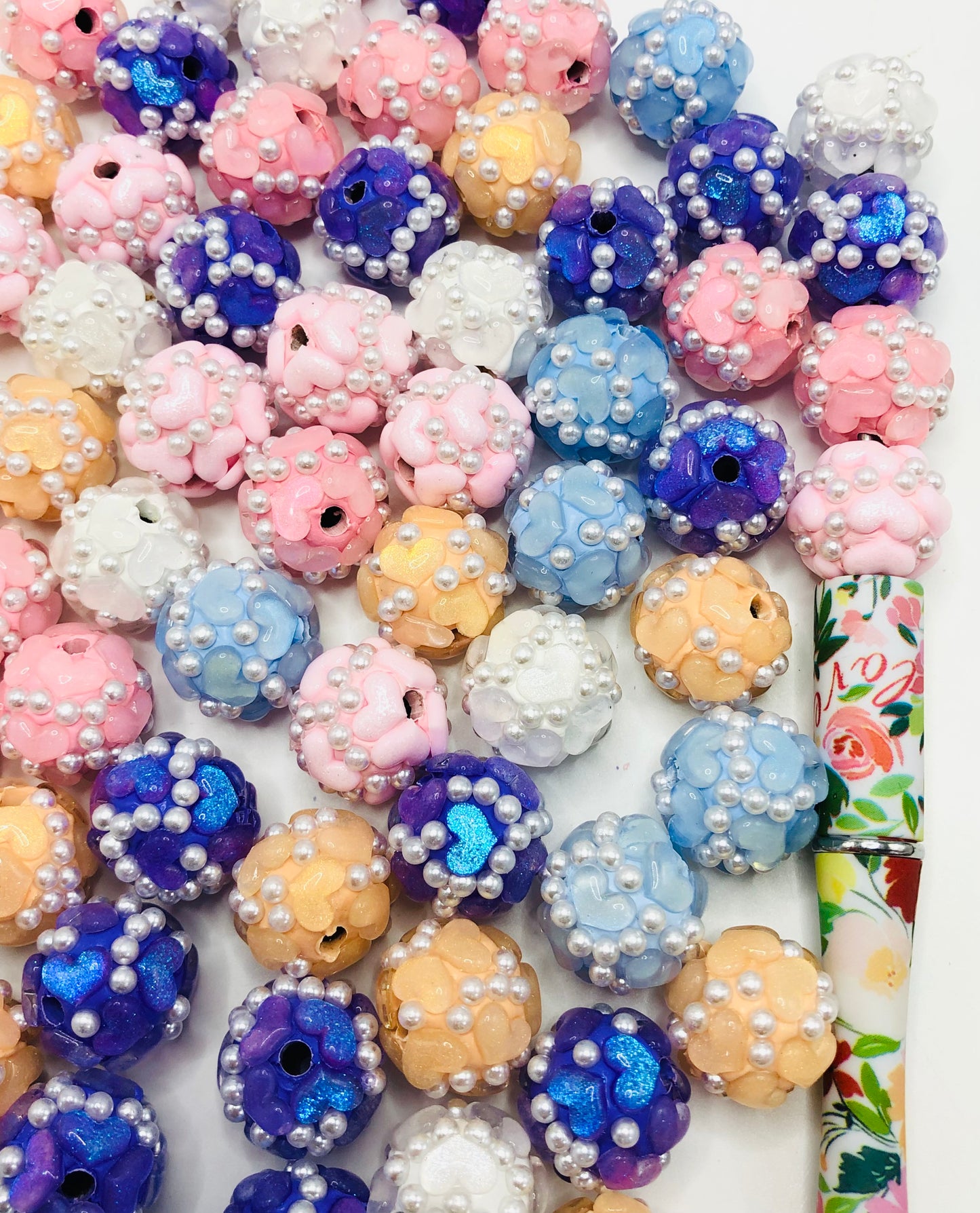 Heart bead love Valentine's Day collection Love bead Acrylic and clay love beads 17mm Random Mix