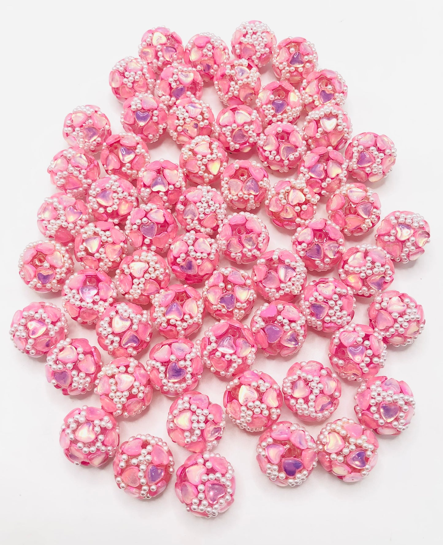 Heart bead love Valentine's Day collection Love bead Acrylic and clay love beads 17mm Random Mix