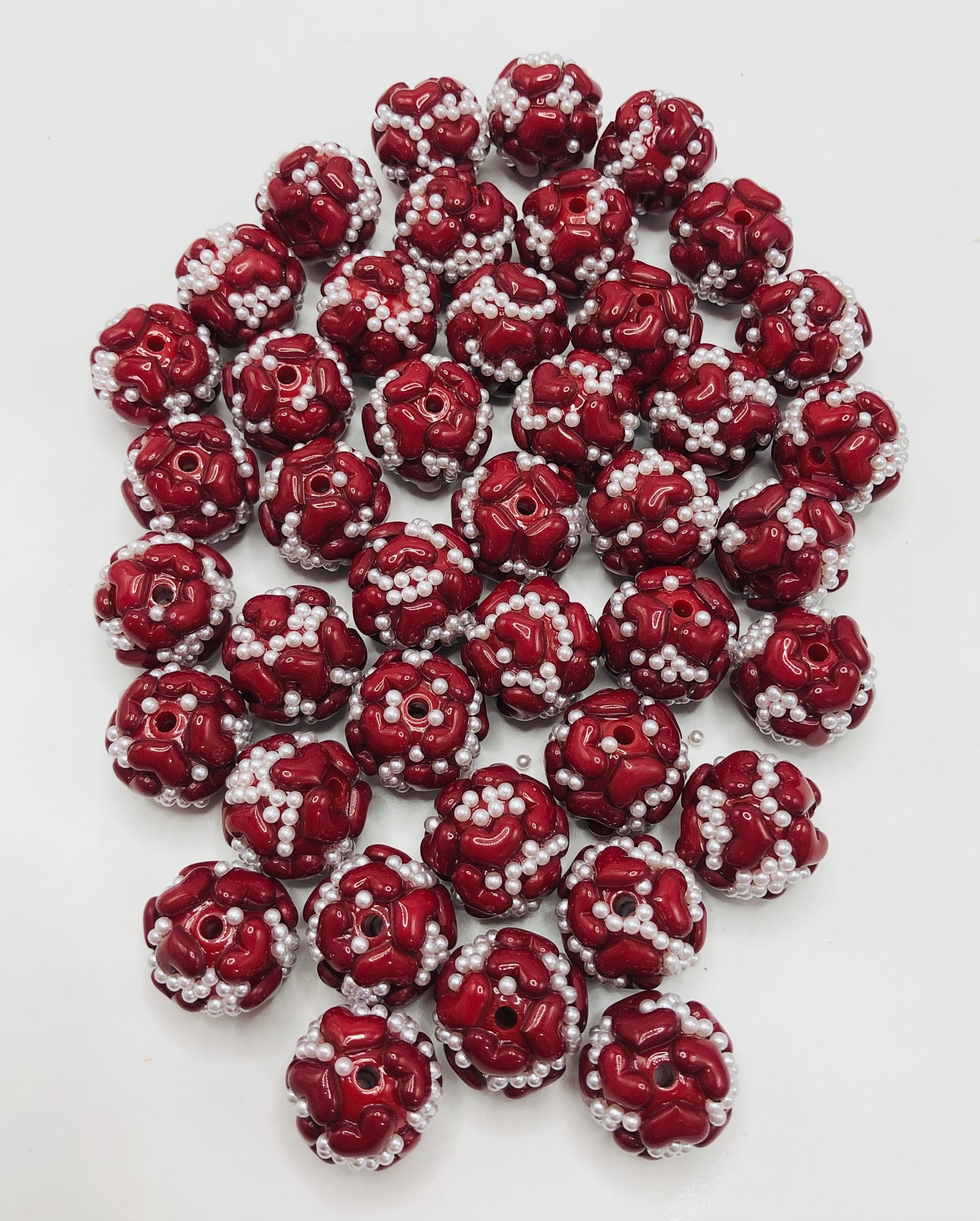 Heart bead love Valentine's Day collection Love bead Acrylic and clay love beads 17mm Random Mix