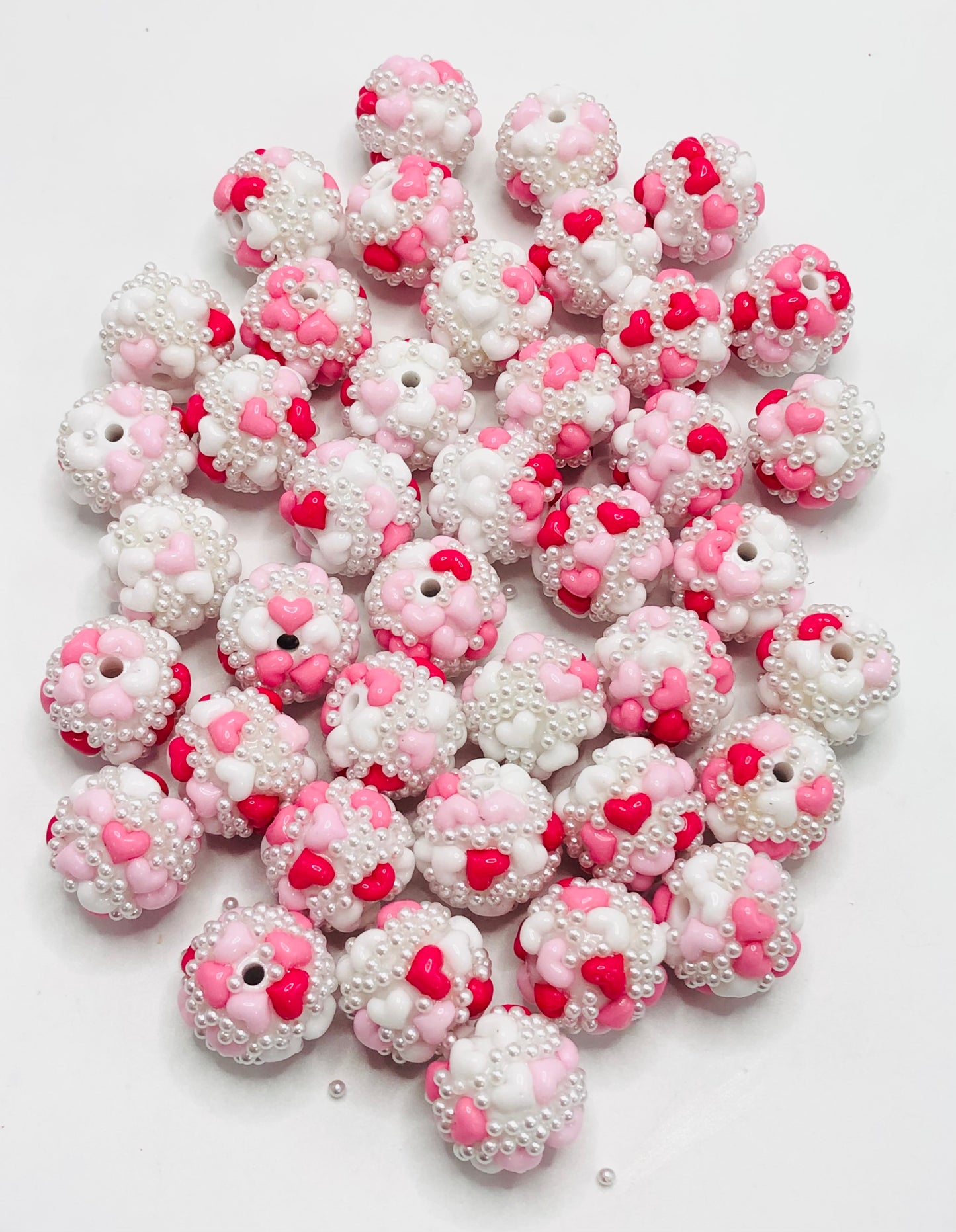 Heart bead love Valentine's Day collection Love bead Acrylic and clay love beads 17mm Random Mix