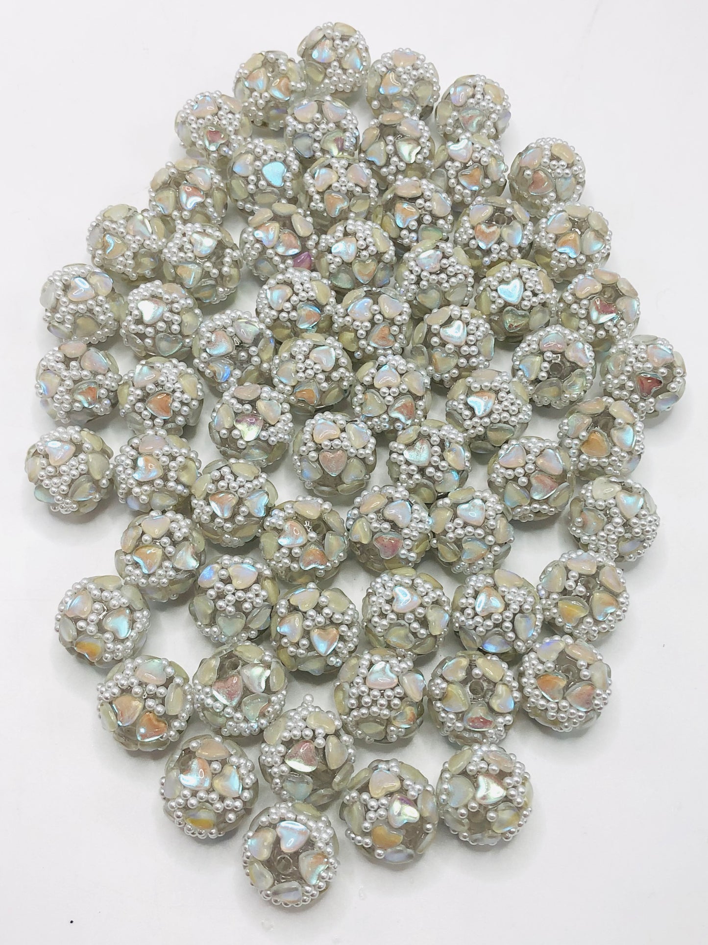Heart bead love Valentine's Day collection Love bead Acrylic and clay love beads 17mm Random Mix