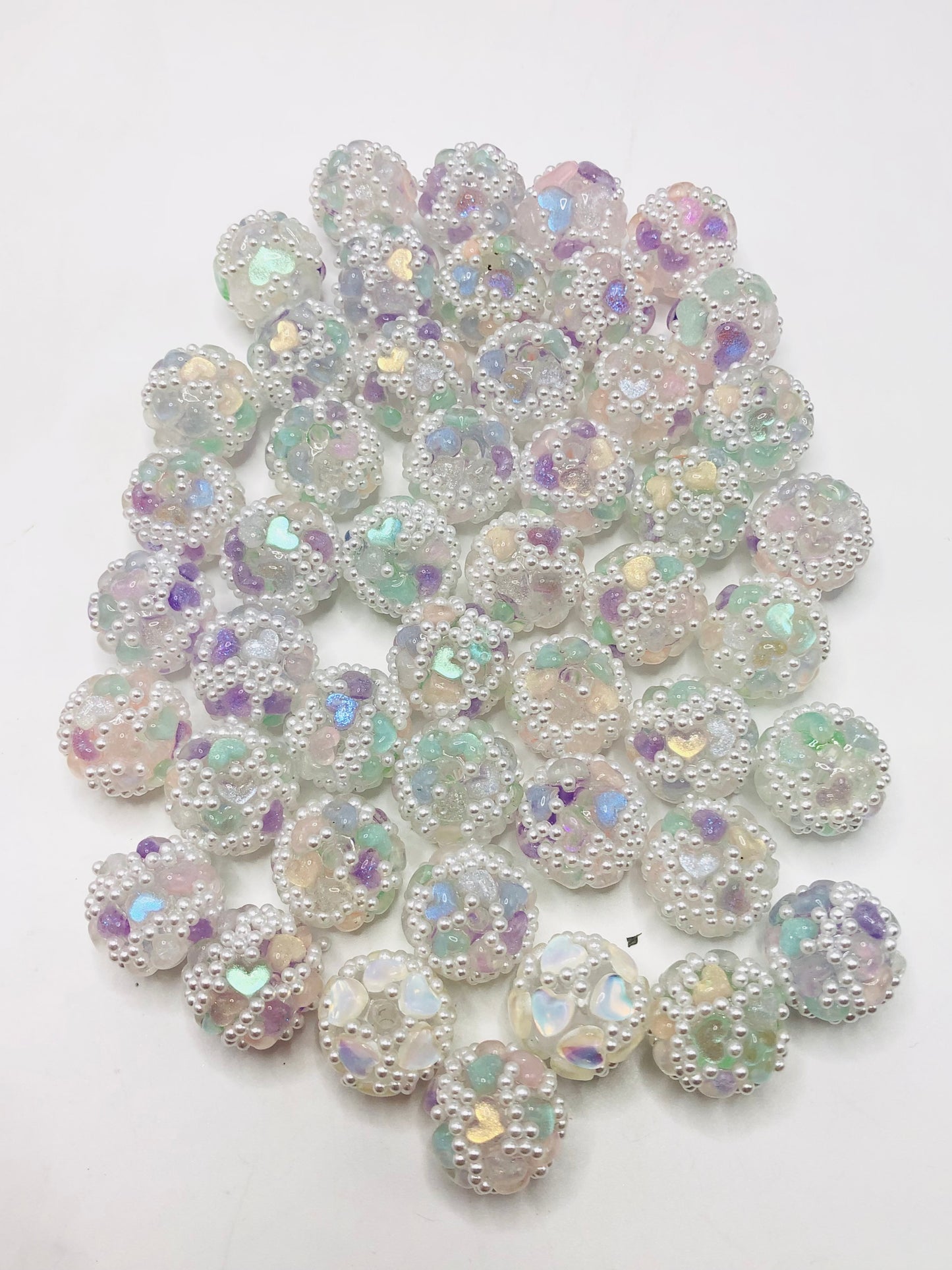 Heart bead love Valentine's Day collection Love bead Acrylic and clay love beads 17mm Random Mix