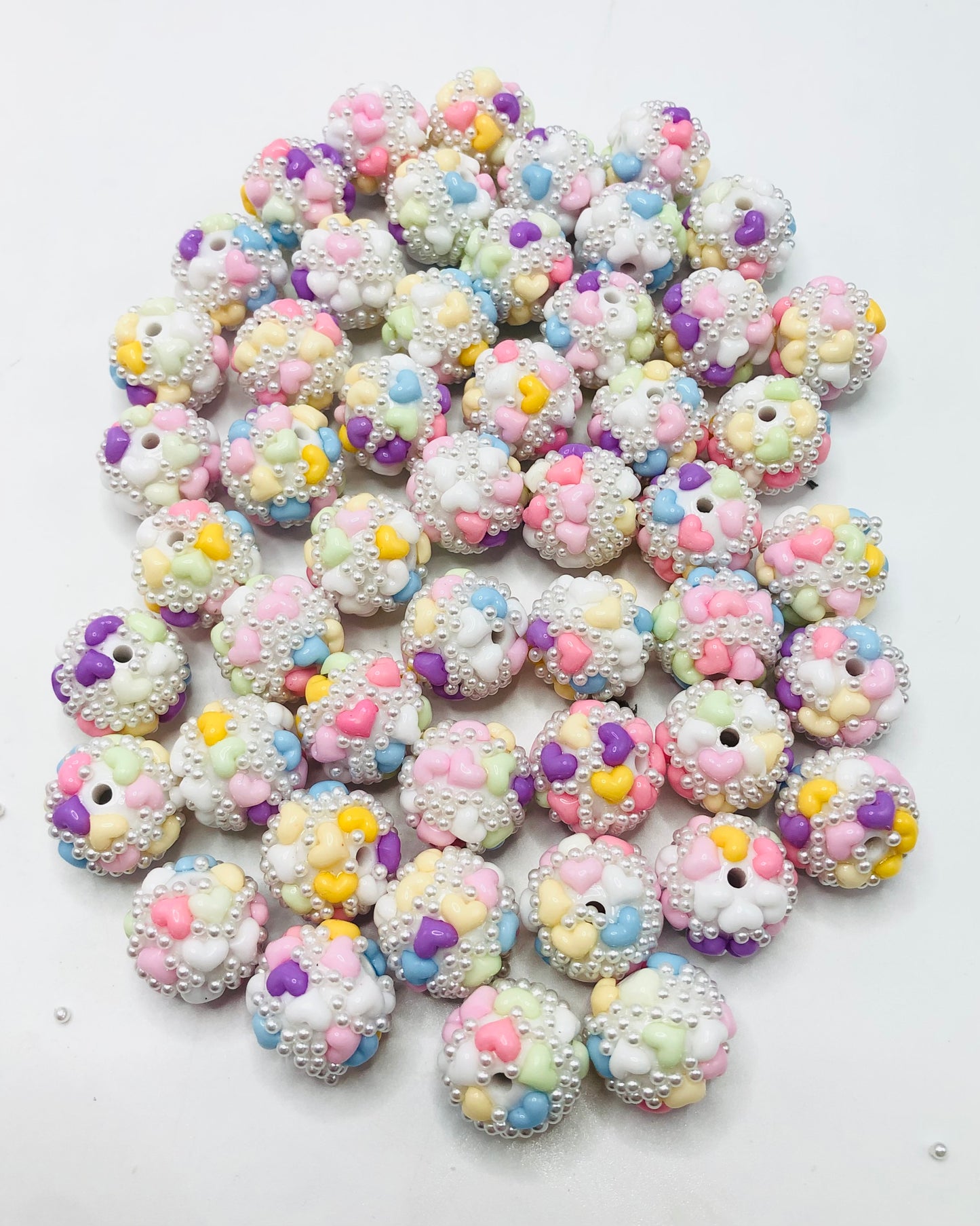 Heart bead love Valentine's Day collection Love bead Acrylic and clay love beads 17mm Random Mix