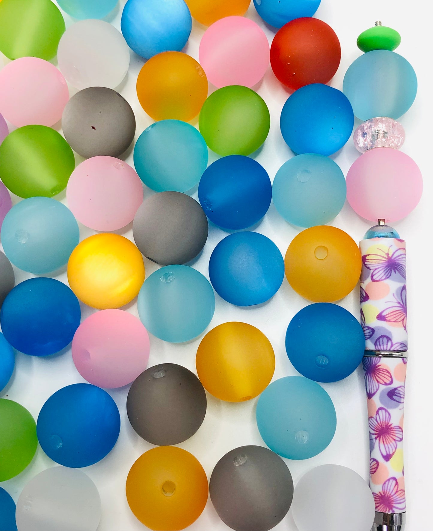 acrylic scrub cat eye beads Chroma Matt Bead 20mm Random Mix