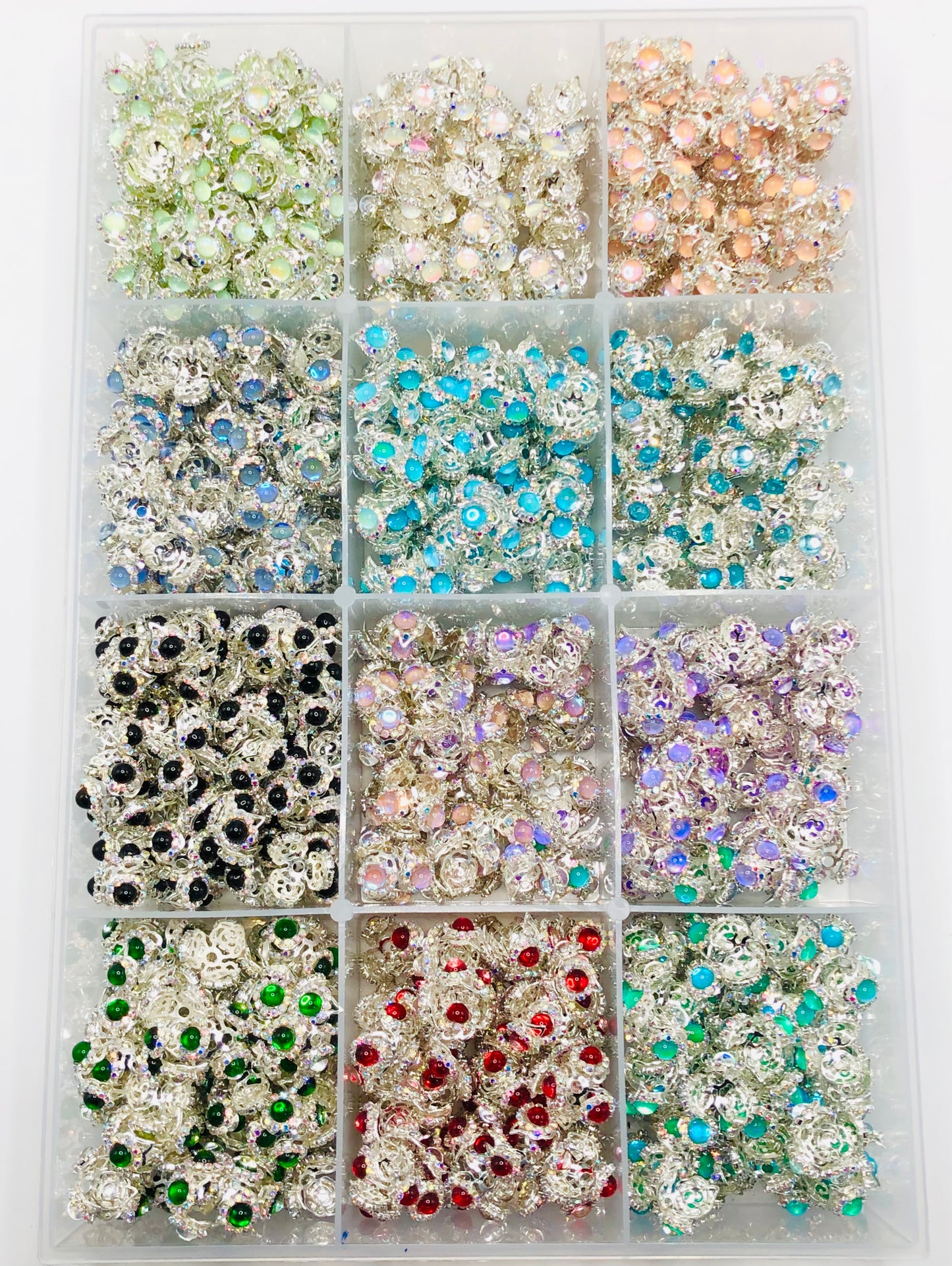 fancy bubble bead cap alloy metal silver color cat eyes spacer bead holder chroma bead cap Random Mix 19mm
