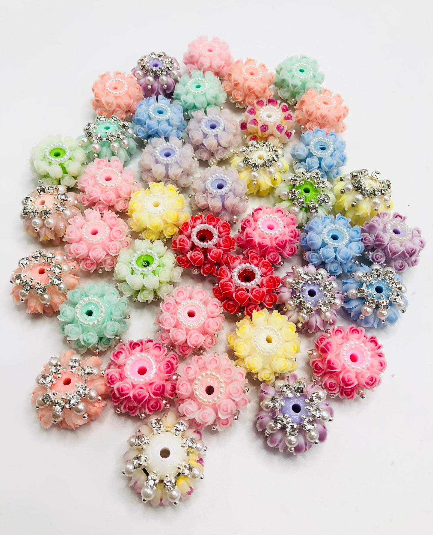 tulip flower fancy Flower bead multicolour rose Chain Pearl acrylic Solid bead 23mm Random Mix