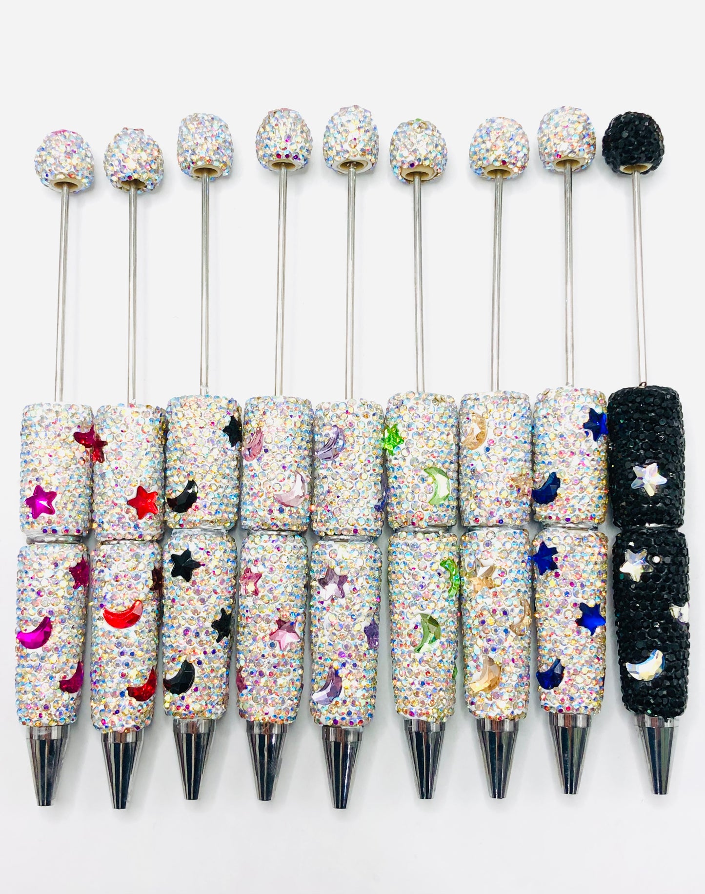 diy beaded pen clay pen Clay and Rhinestones Star Moon heart Random Mix