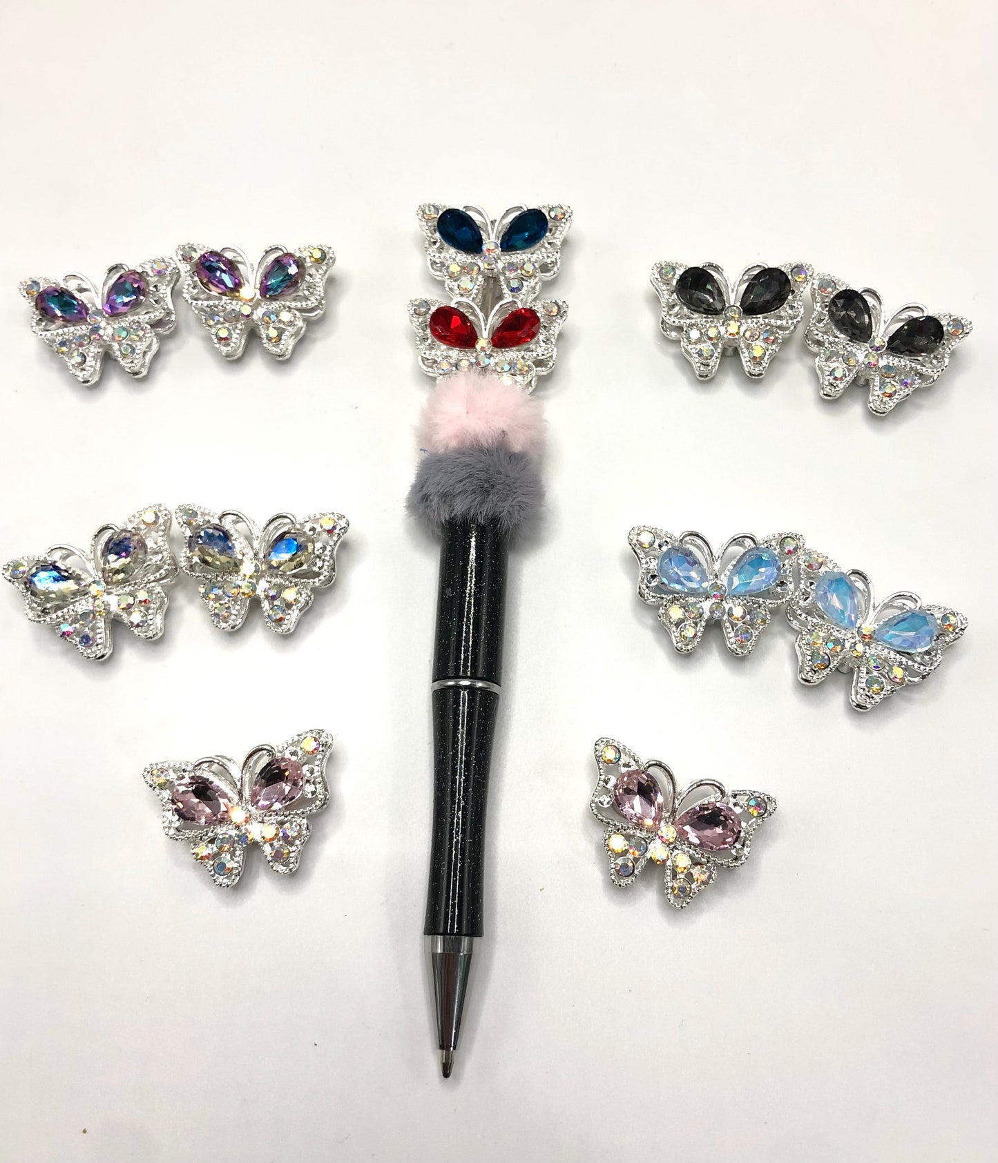 butterfly metal metallic alloy bead with colorful rhinestones fancy bead ,random mix