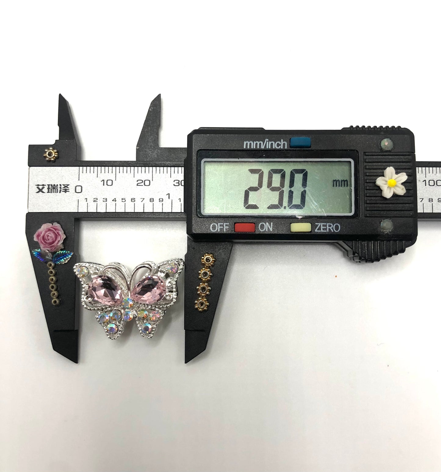 butterfly metal metallic alloy bead with colorful rhinestones fancy bead ,random mix