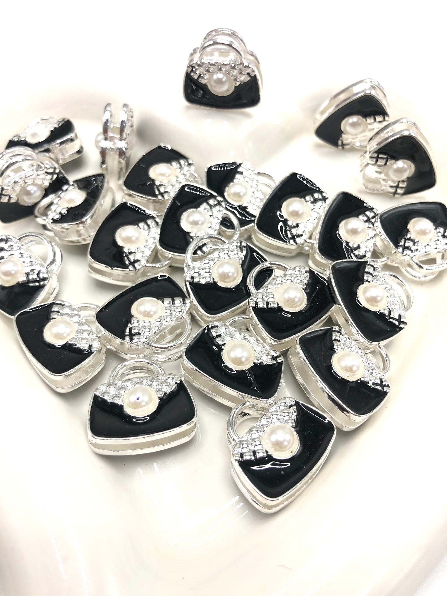 metal alloy bead handbag Bag pursebead Pearl rhinestone charm pendant 17mm Random Mix