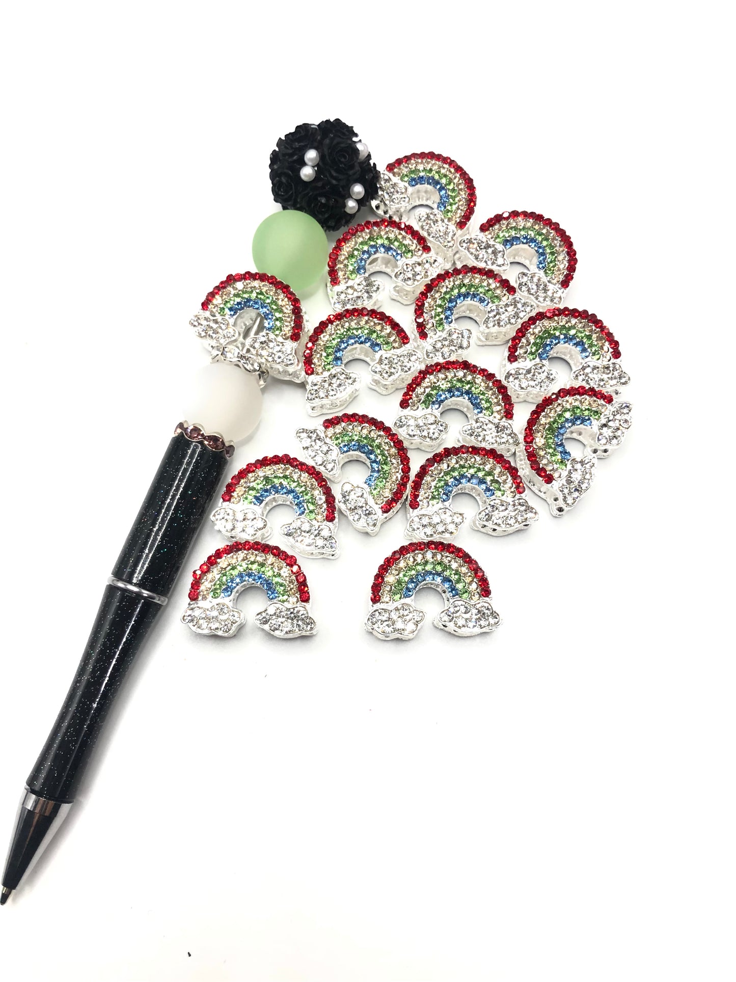 fancy metal alloy Rainbow cloud Rhinestone bead 25mm
