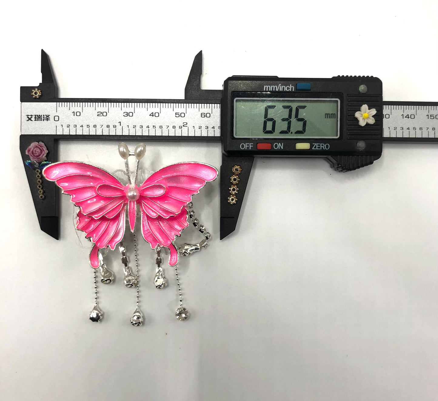 fancy metal alloy bead Butterfly Pearl Rhinestone dangling pendant Bead 63mm,random mix