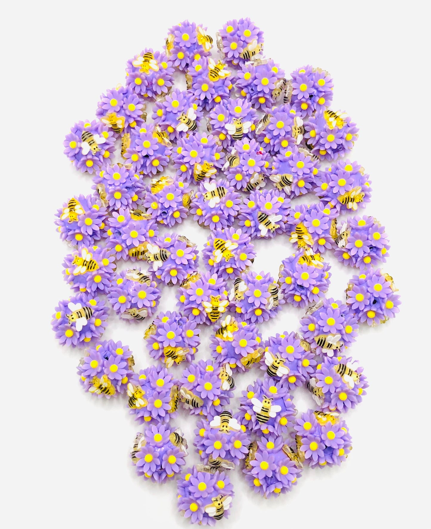 Flower Beads Bees with sun flower Colorful bead Random Mix 21mm