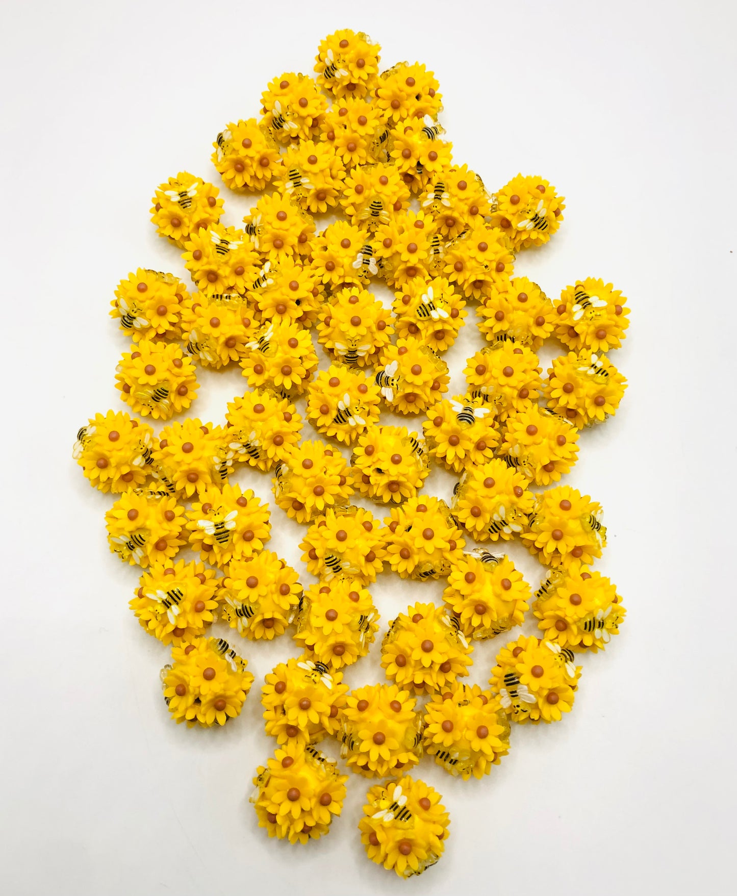 Flower Beads Bees with sun flower Colorful bead Random Mix 21mm