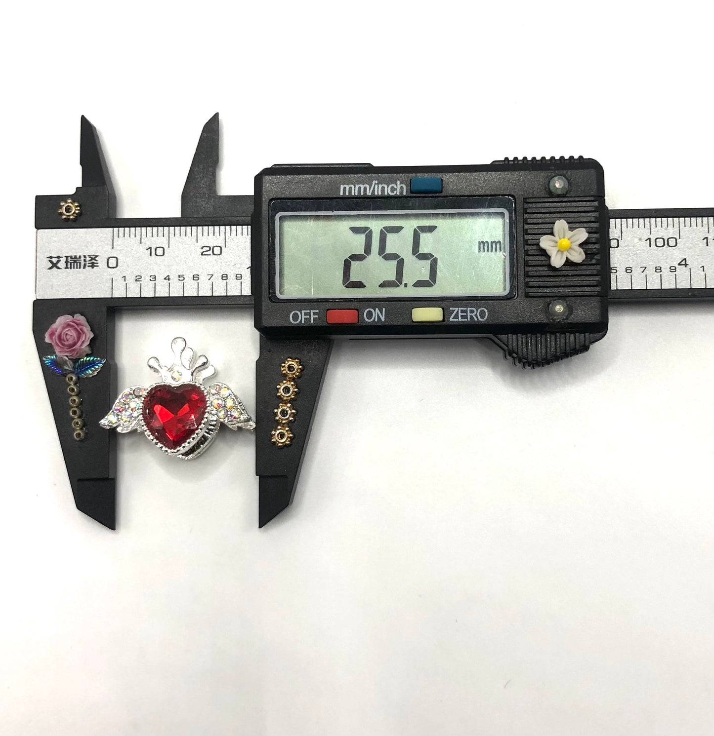 fancy alloy metal bead heart rhinestone Wings crown Bead 26mm Random Mix