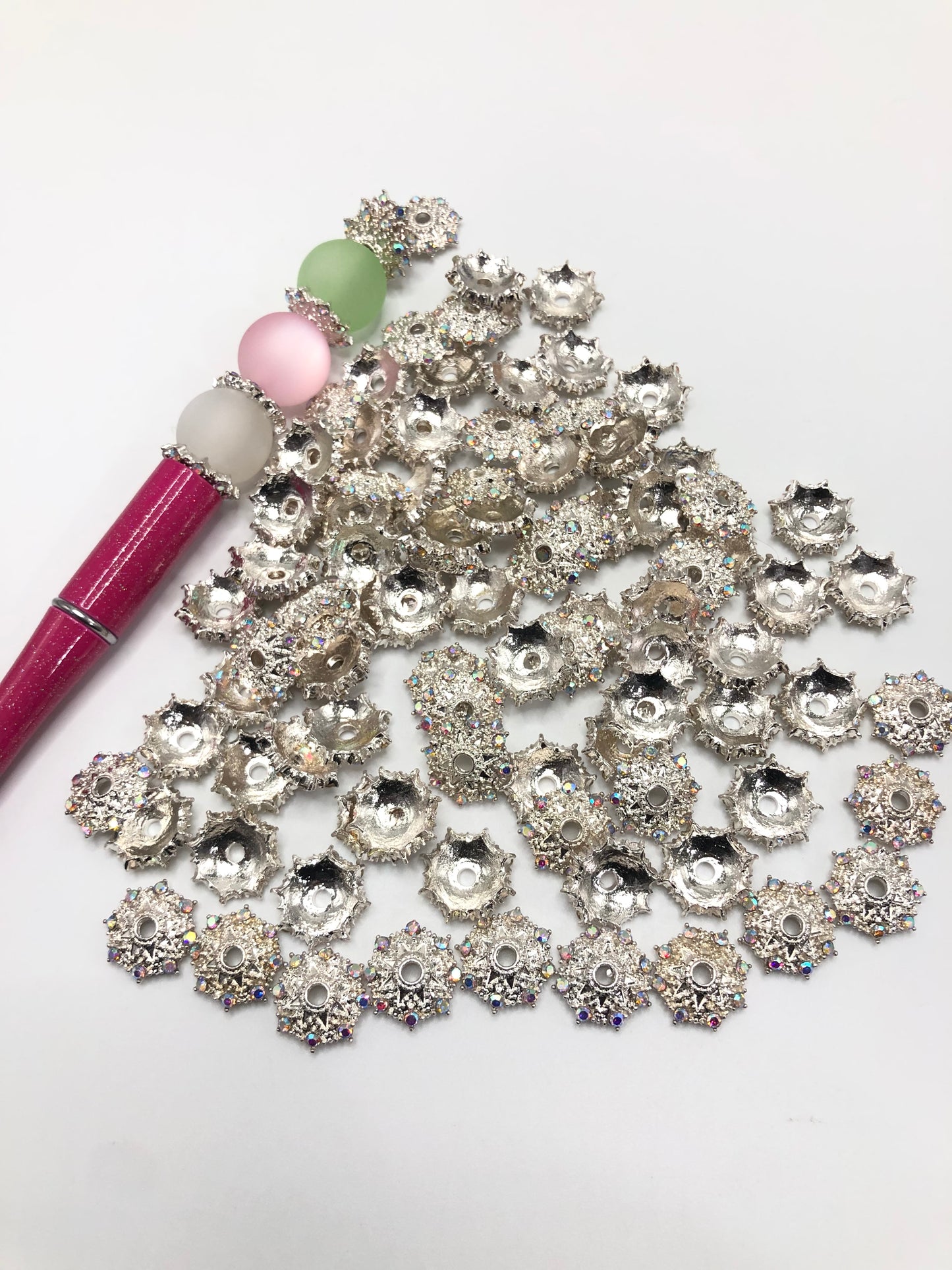 metal bead cap space star anise glitter rhinestone bead cap 15mm Random Mix