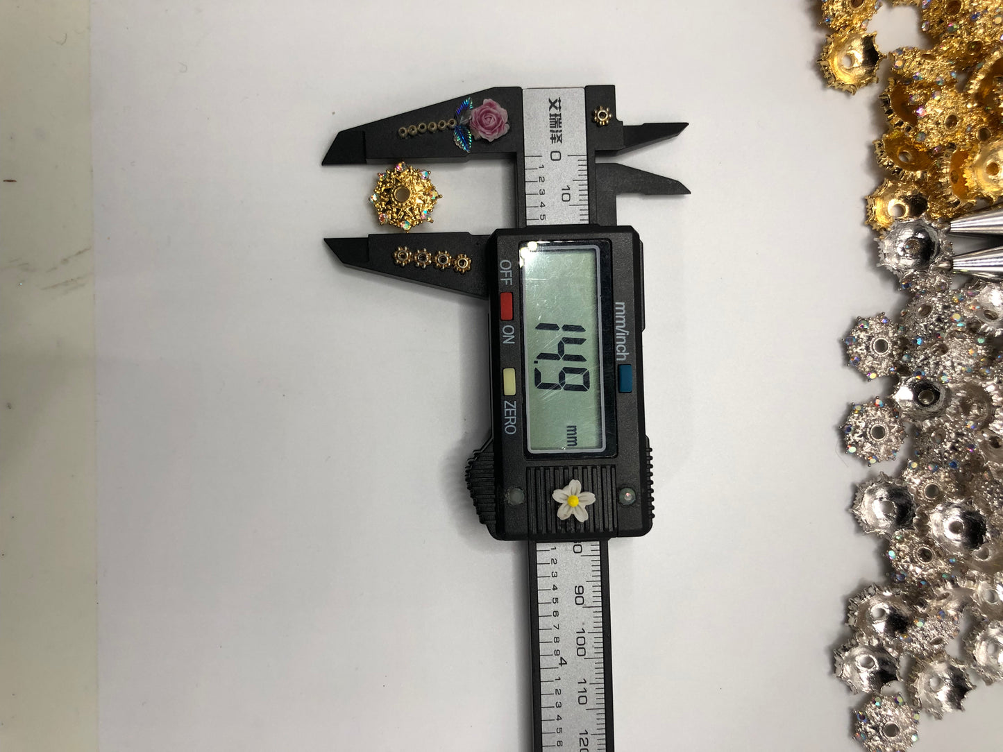 metal bead cap space star anise glitter rhinestone bead cap 15mm Random Mix