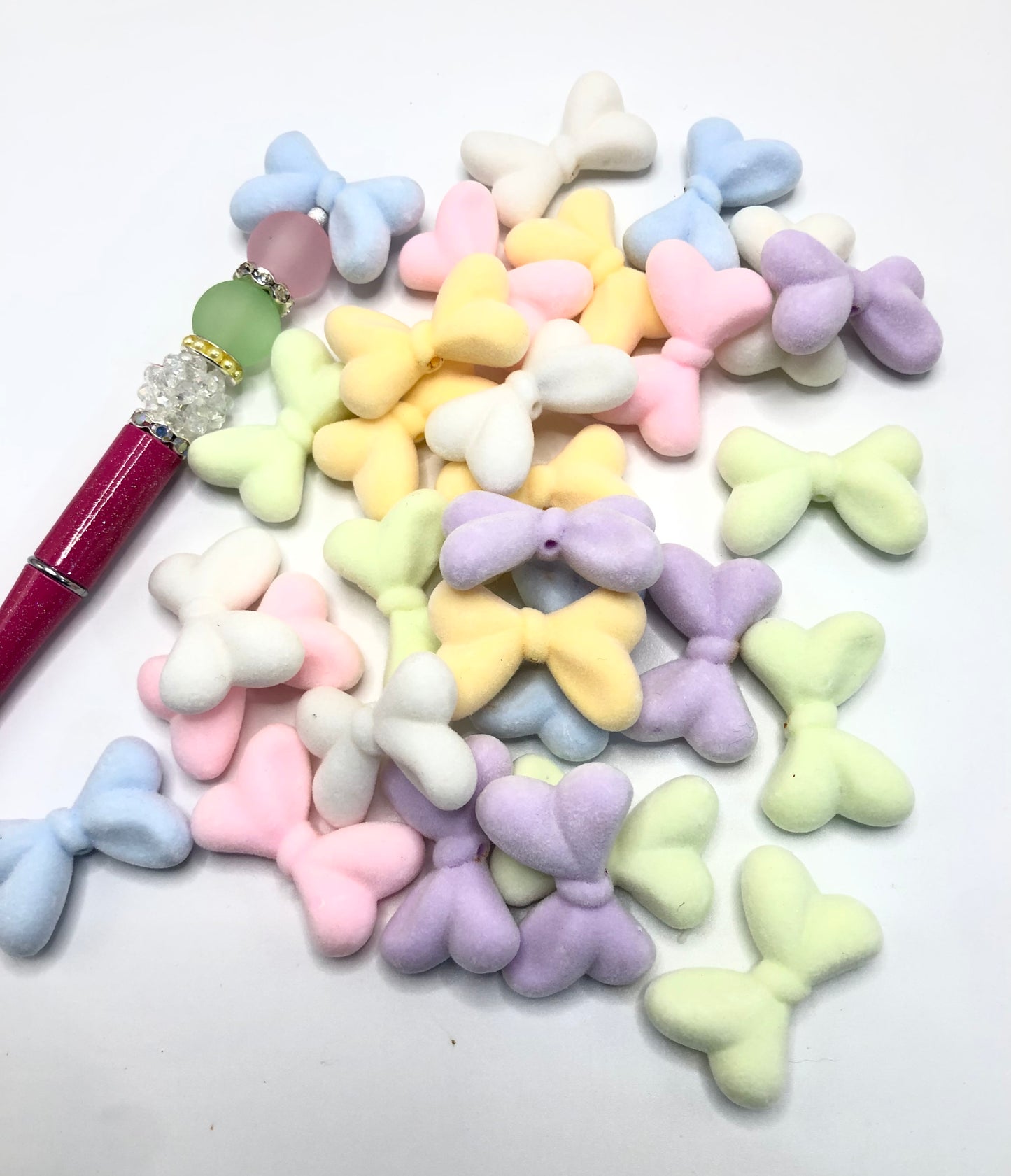 acrylic scrub Solid colour Bow beaded 35mm Random Mix