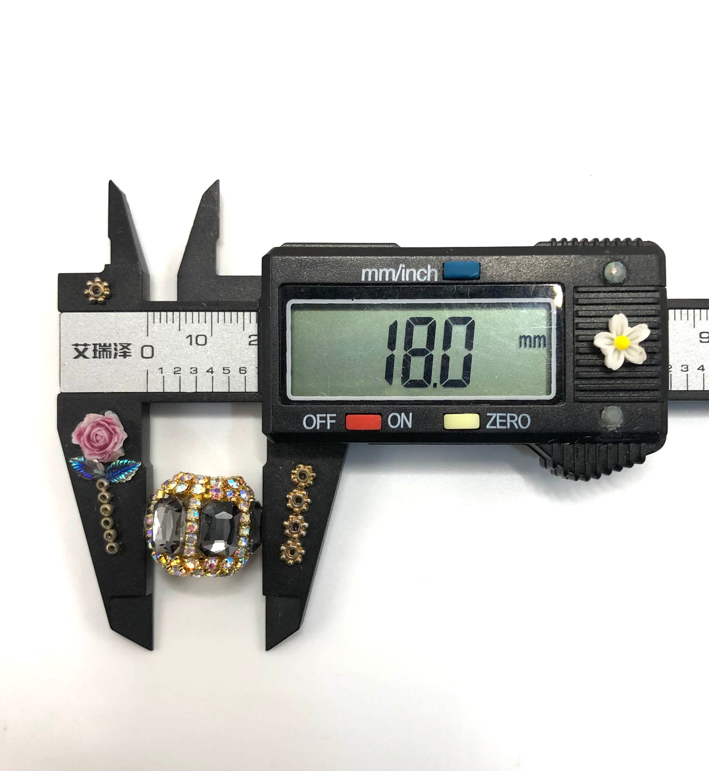 ractangle beads crystal beads fancy acrylic Gold chain multicolour rhinestone Bead 18mm Random Mix