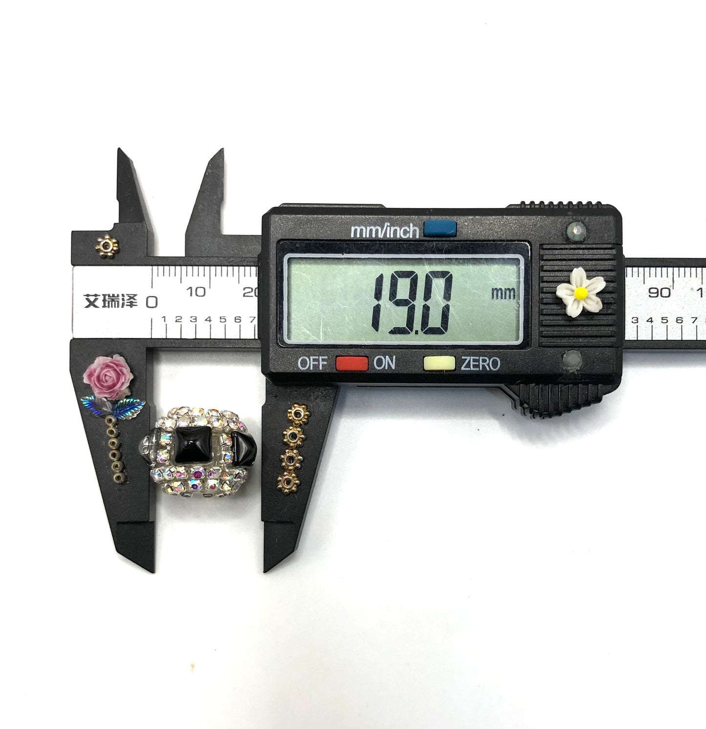 squar bead fancy Silver chain colored rhinestones Acrylic bead 19mm Random Mix